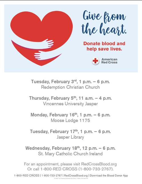 Blood Drive Opportunities in the Jasper Area - February