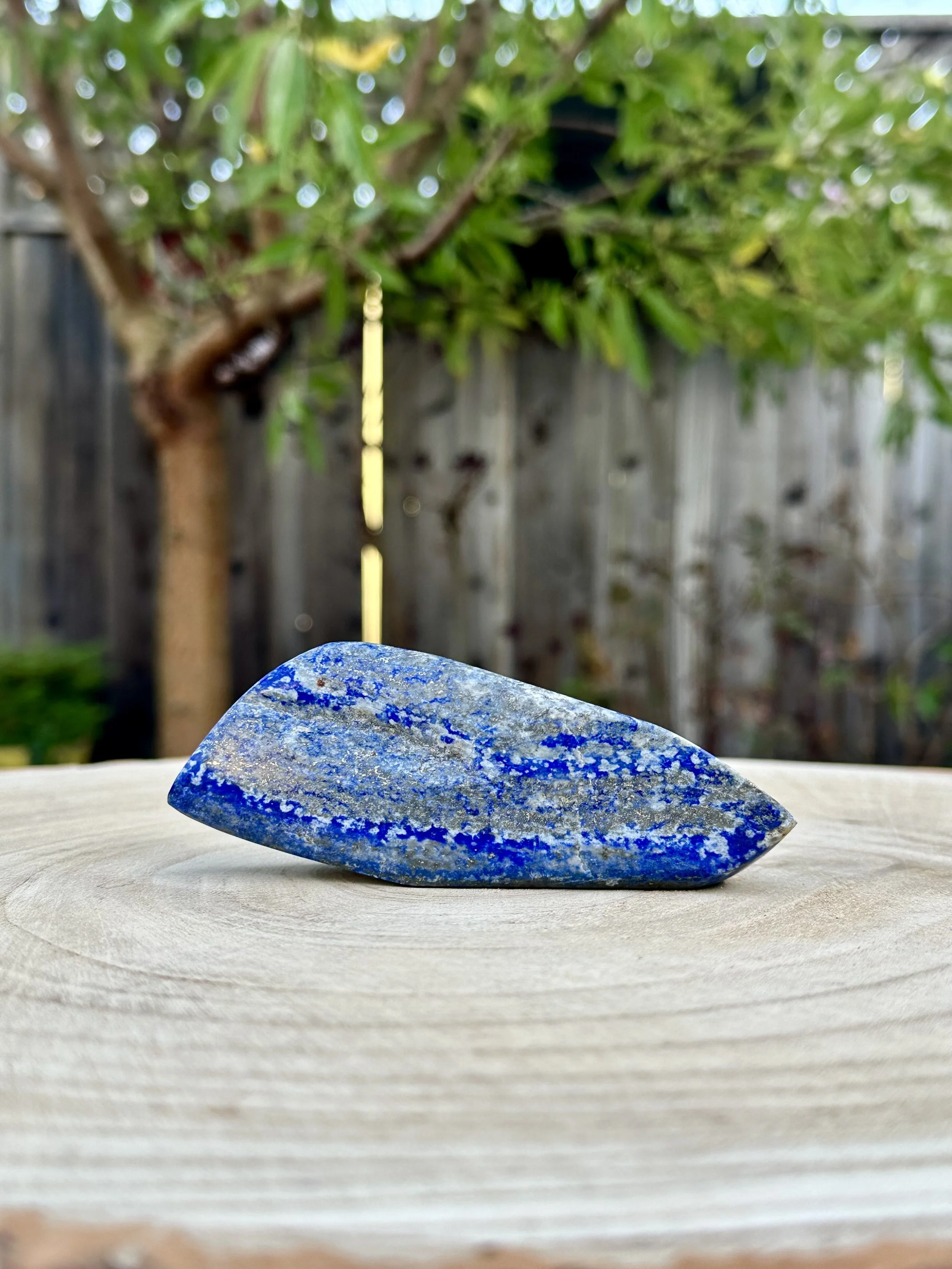 Material: Lapis Lazuli  
Title: Rise Up  
Available
 
Lapis Lazuli has been used for milennia for magick and royalty. This double point will help you channel your own purpose and power.