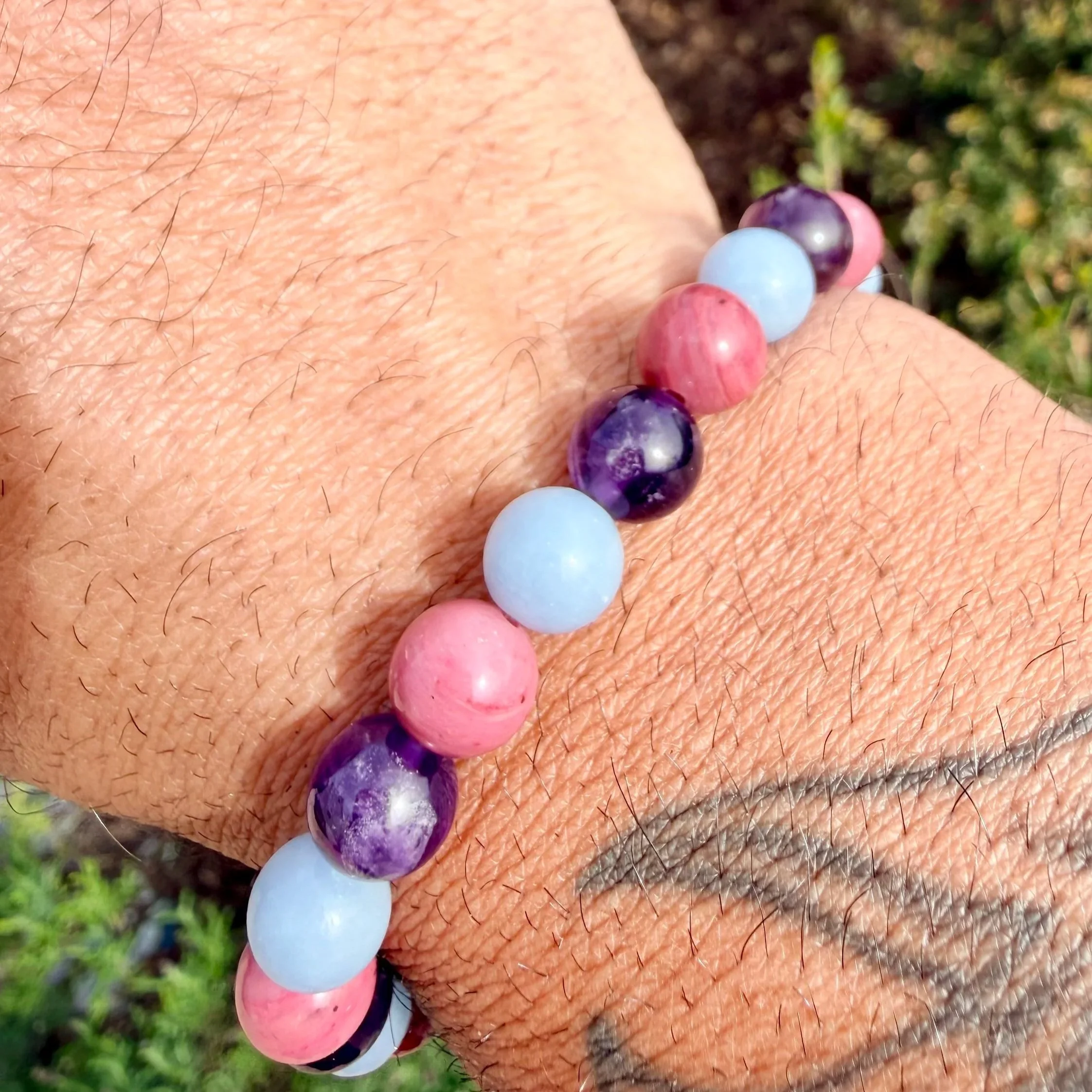 My Heart Knows What’s Best For Me - Angelite, Rhodonite, Amethyst Bracelet