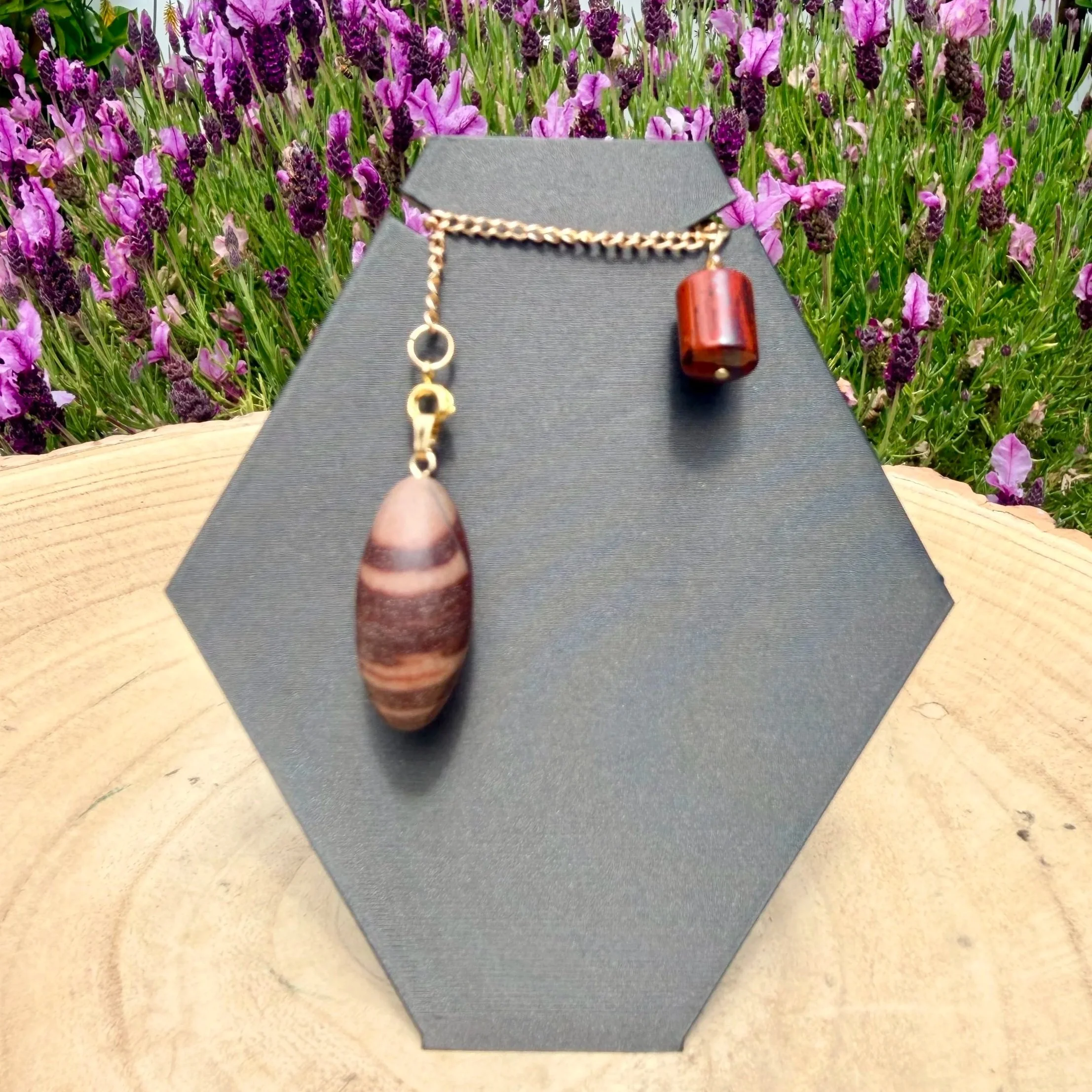 Handmade Pendulum & Pendant - Shiva Lingam with Red Jasper
