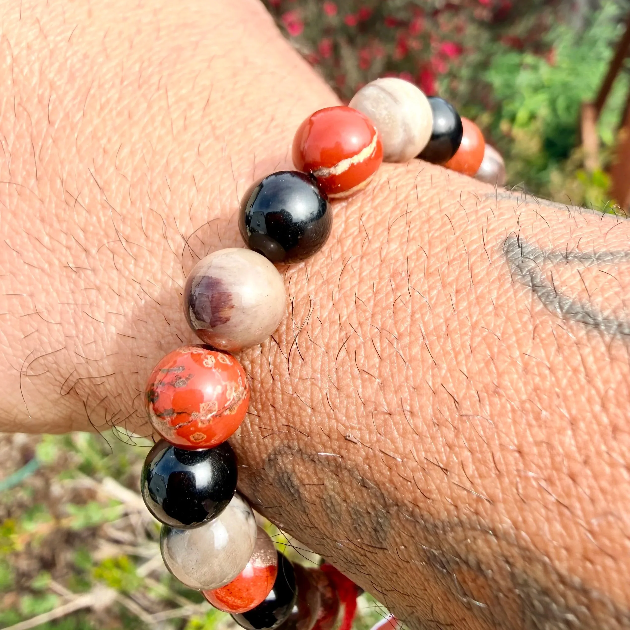 I Am Safe In My Body - Red Jasper, Black Tourmaline, Petrified Wood Bracelet