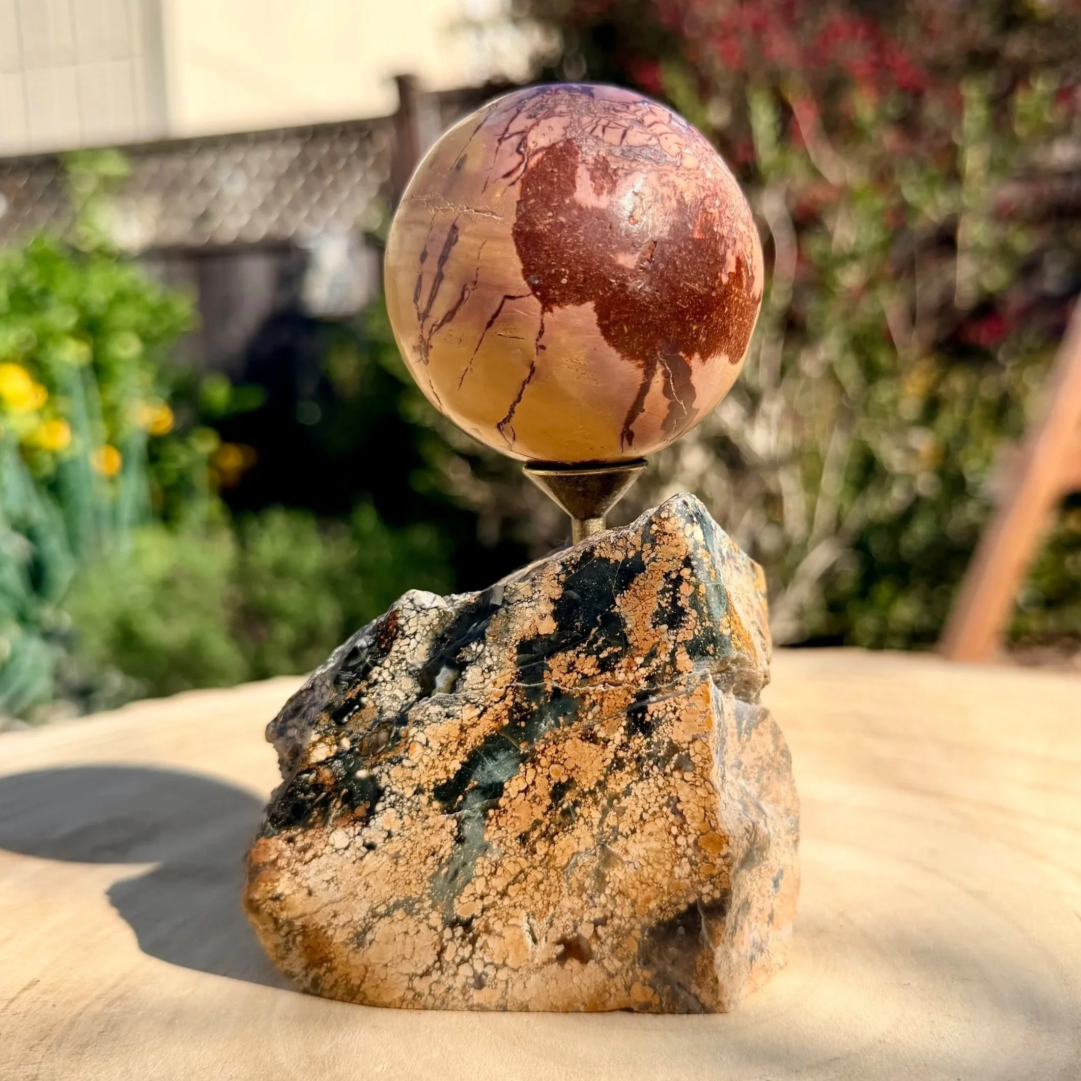 Petrified Wood Sphere Stand - Handmade