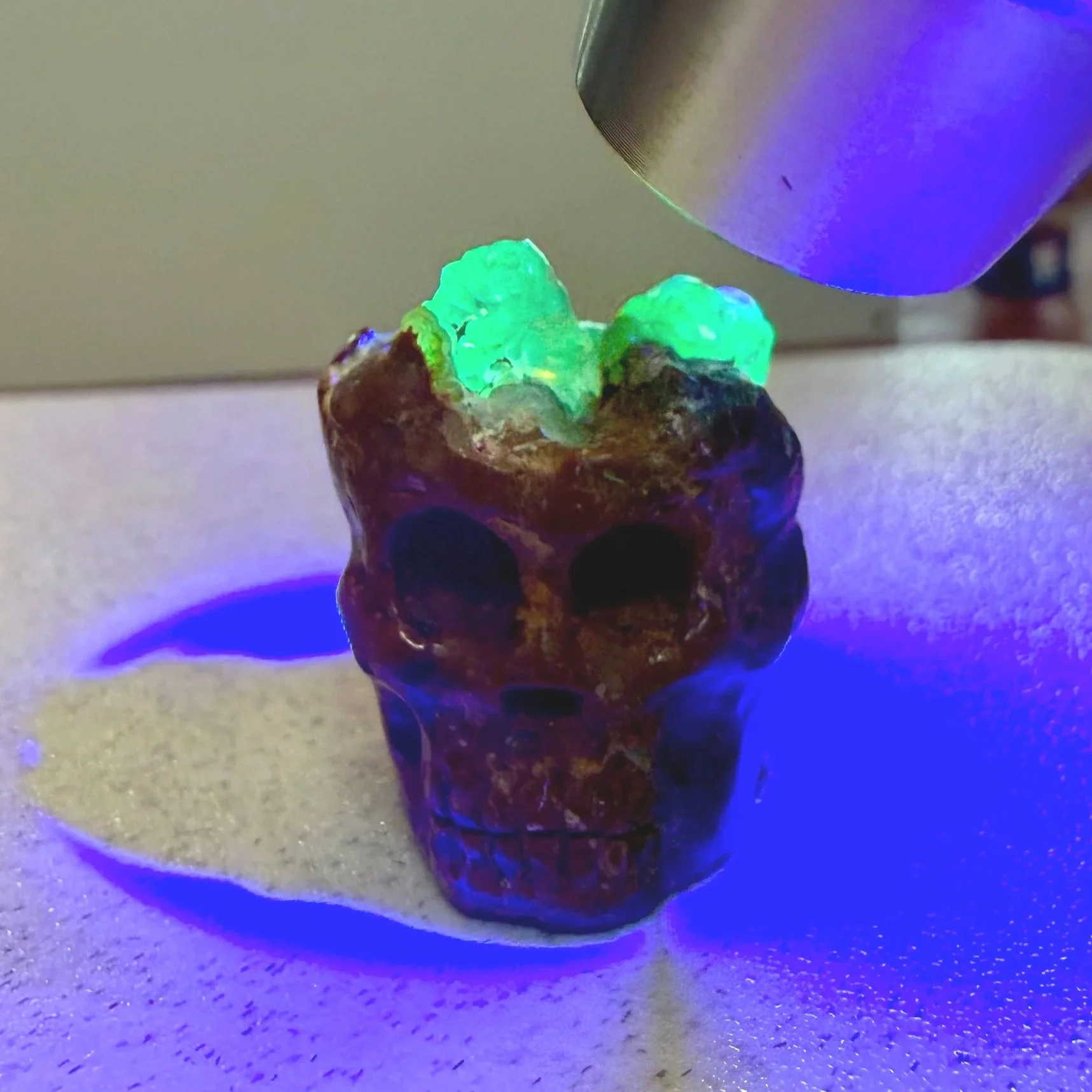 Hyalite Opal Skull Talisman - Carved In-House