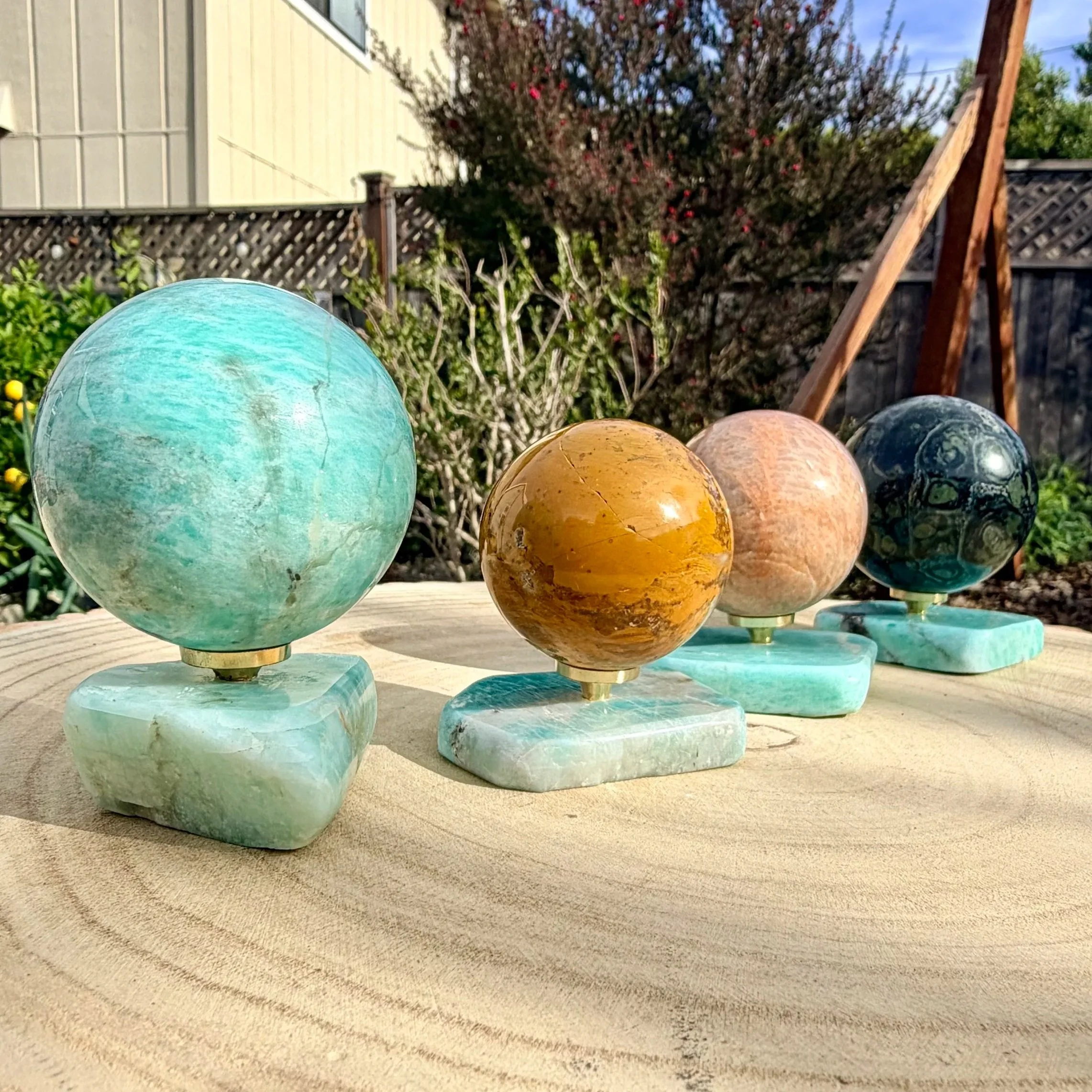 Amazonite Sphere Stands - Handmade