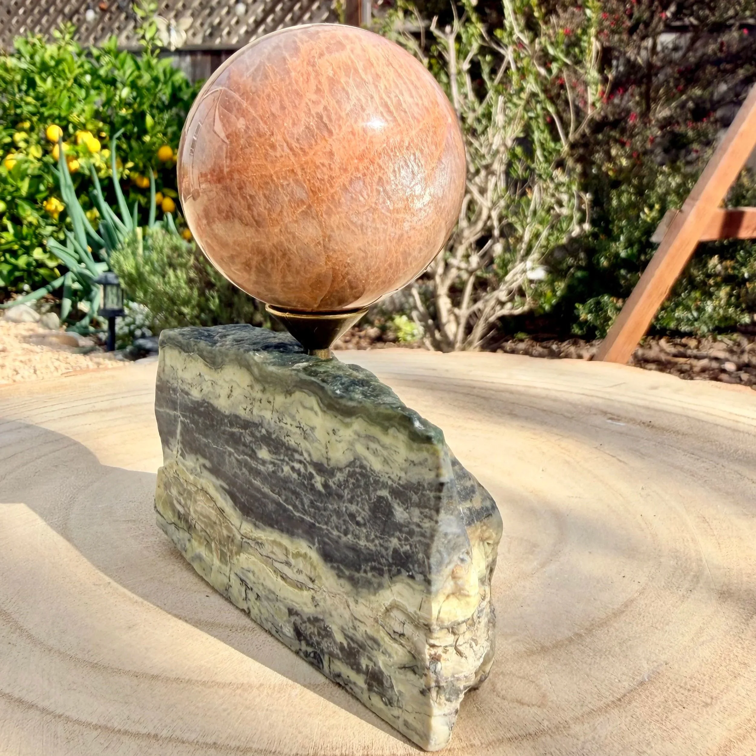 Serpentine Sphere Stand - Handmade