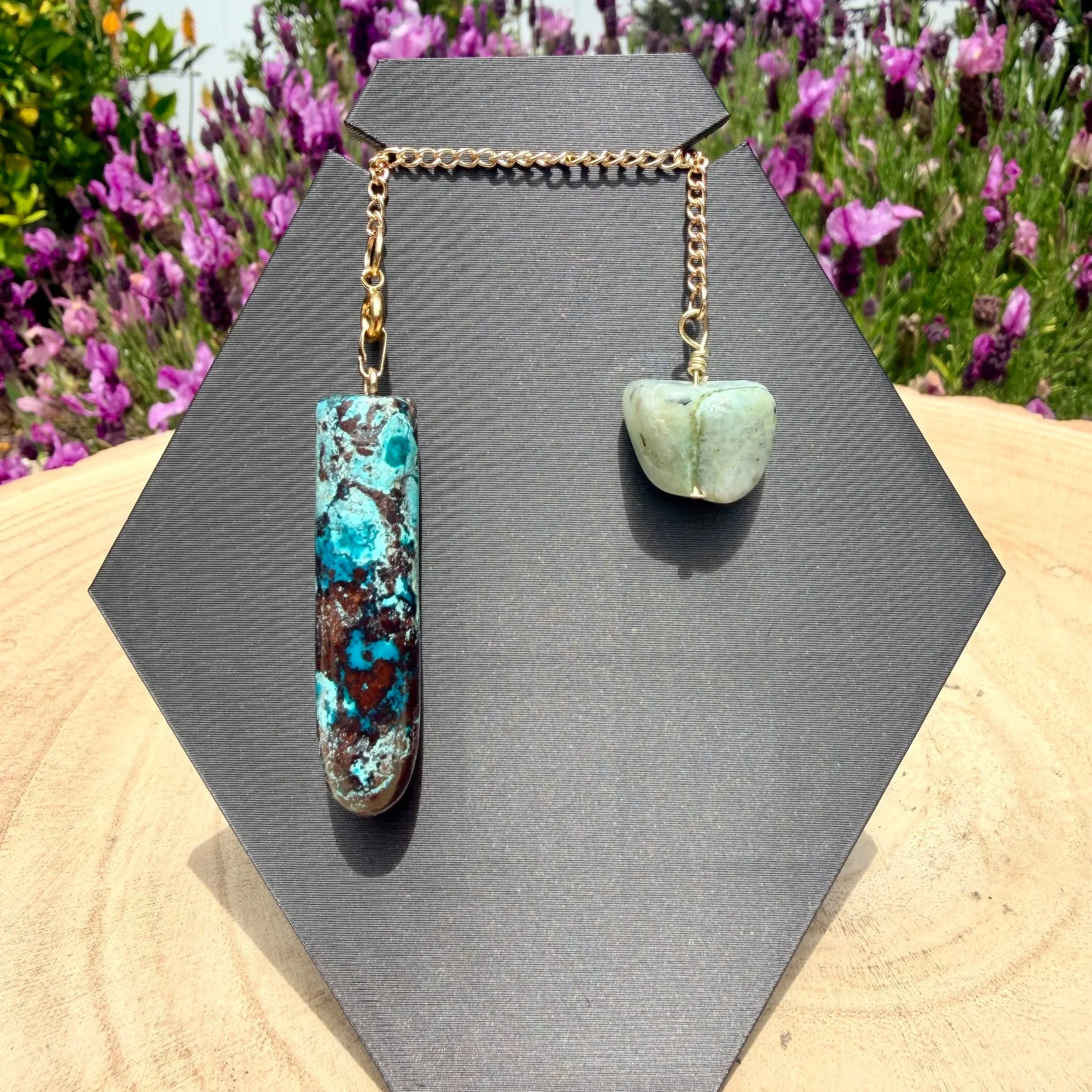 Handmade Pendulum & Pendant - Chrysocolla with Green Moonstone