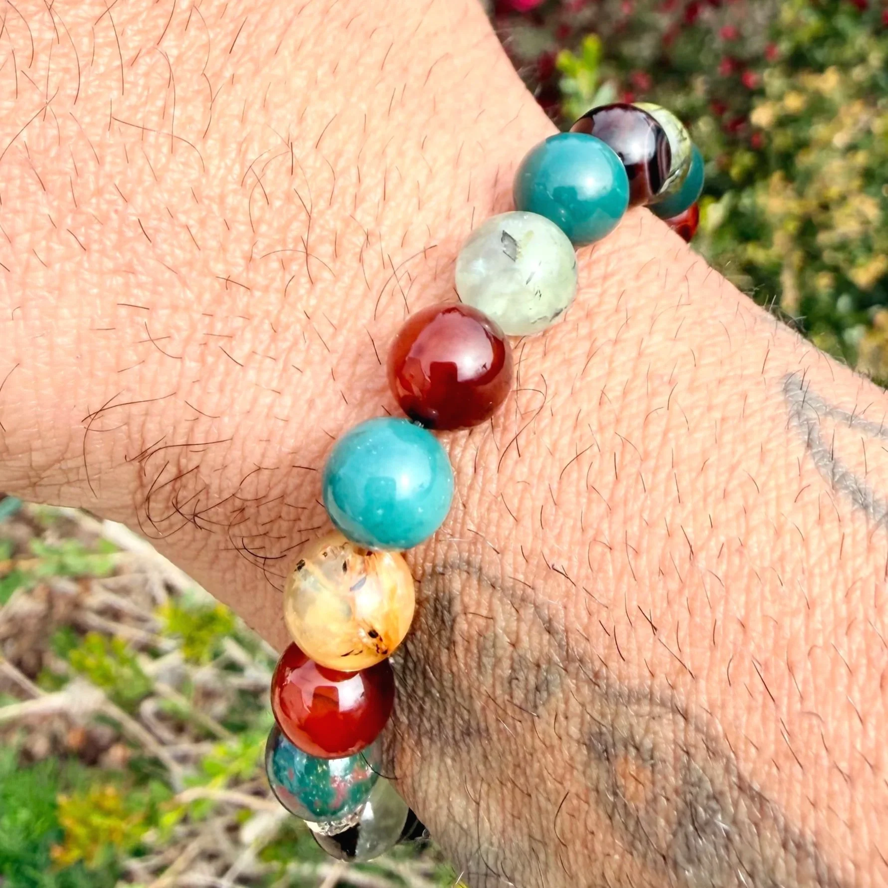 I Live My Dreams- Dream Agate, Prehnite, Bloodstone Bracelet