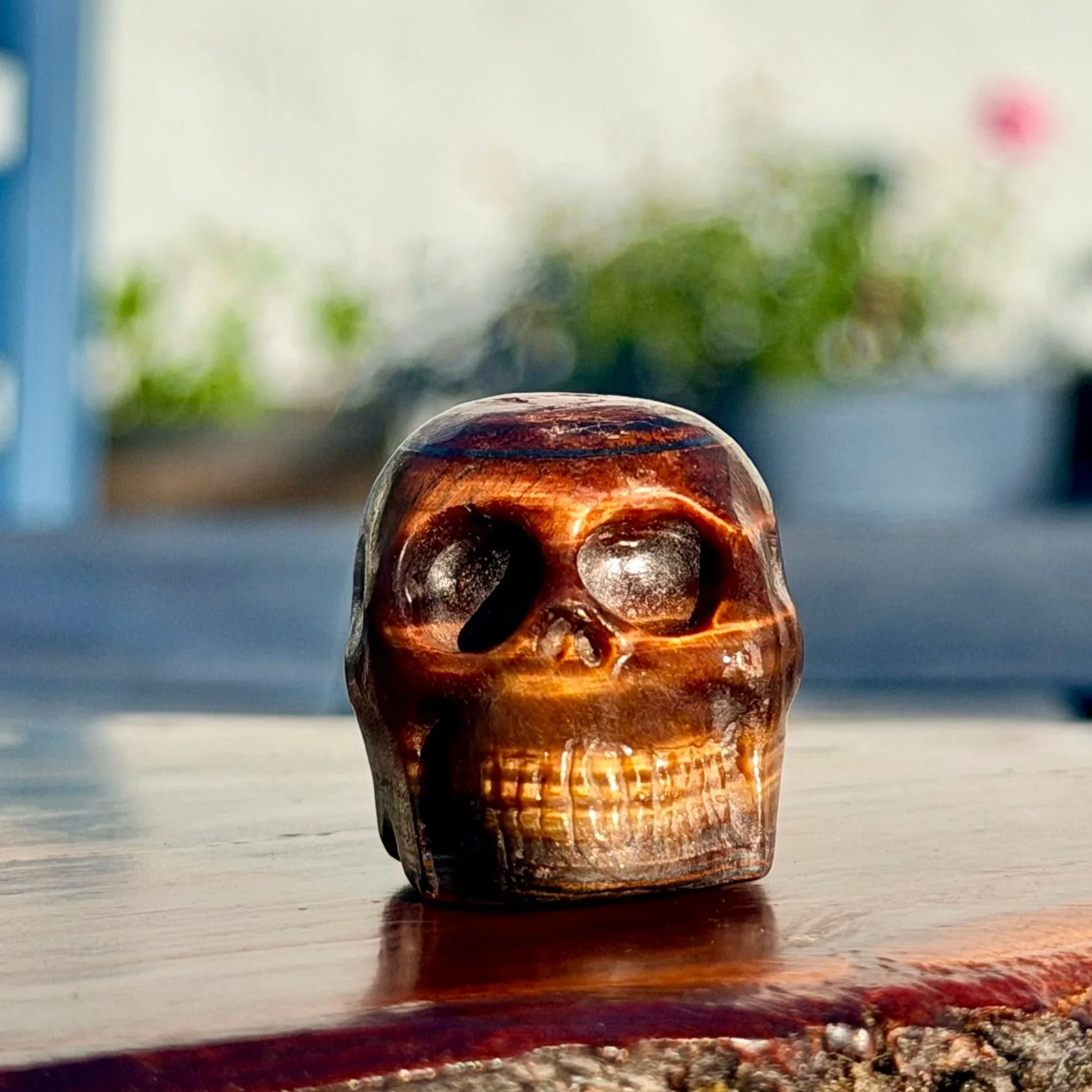 Tiger Iron Skull Talisman - Carved In-House