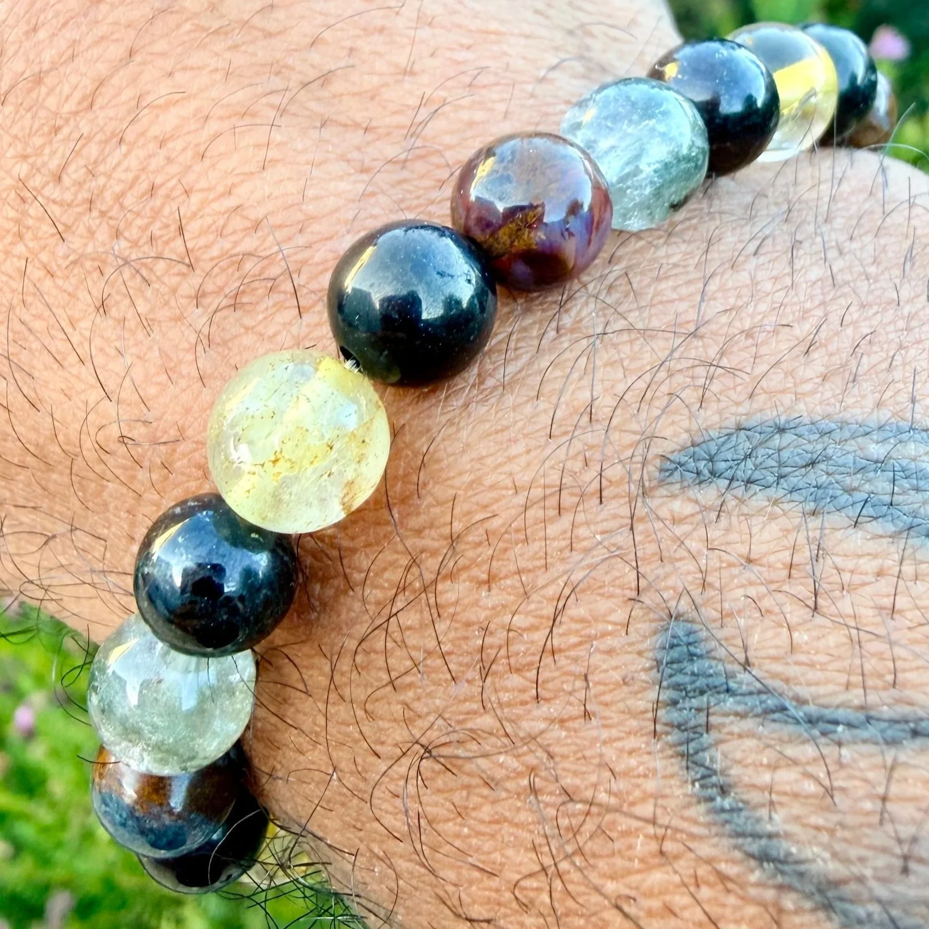 Spiritwalker - Rutilated Quartz, Arfvedsonite, Lodolite, Pietersite, Jet