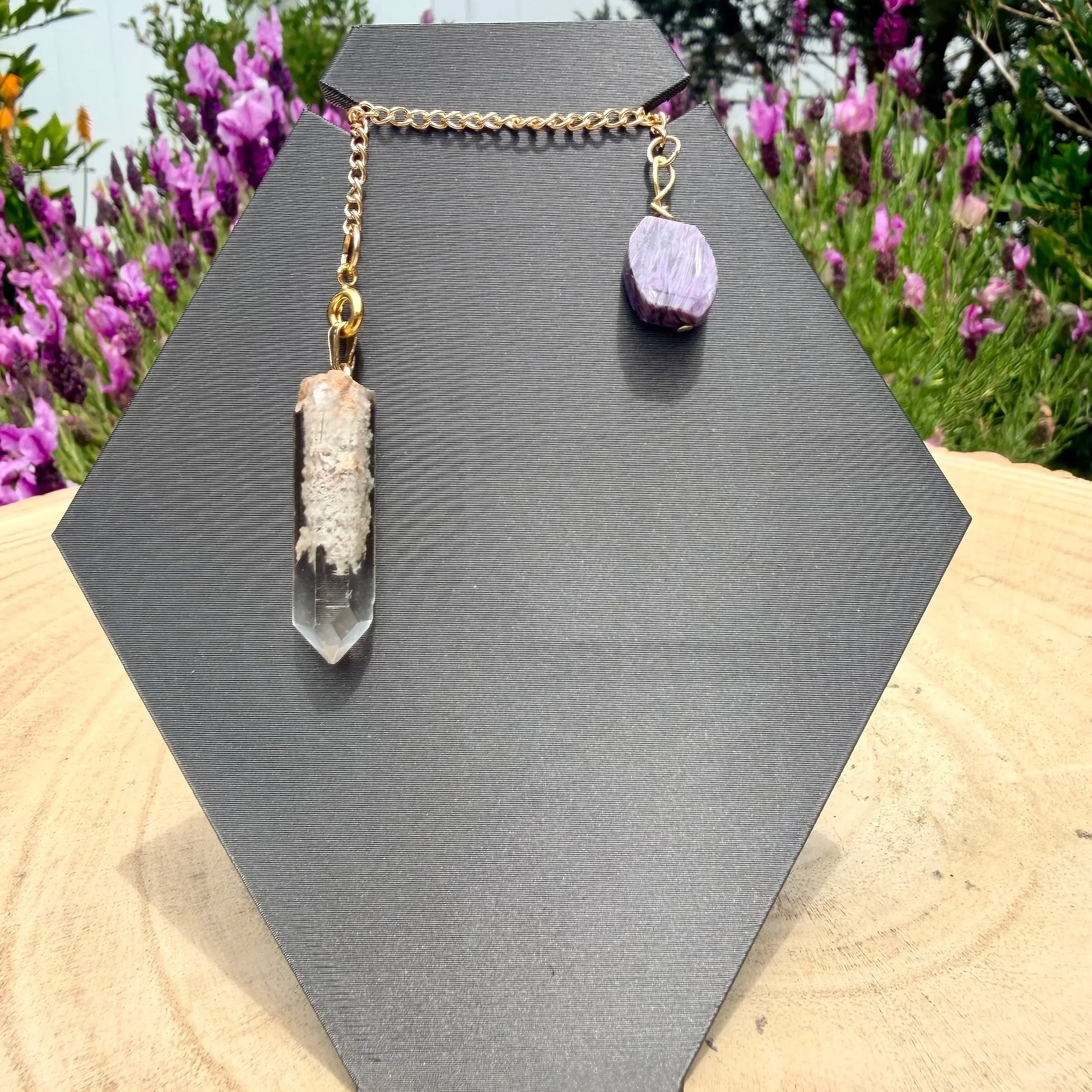 Handmade Pendulum & Pendant - Garden Quartz with Charoite