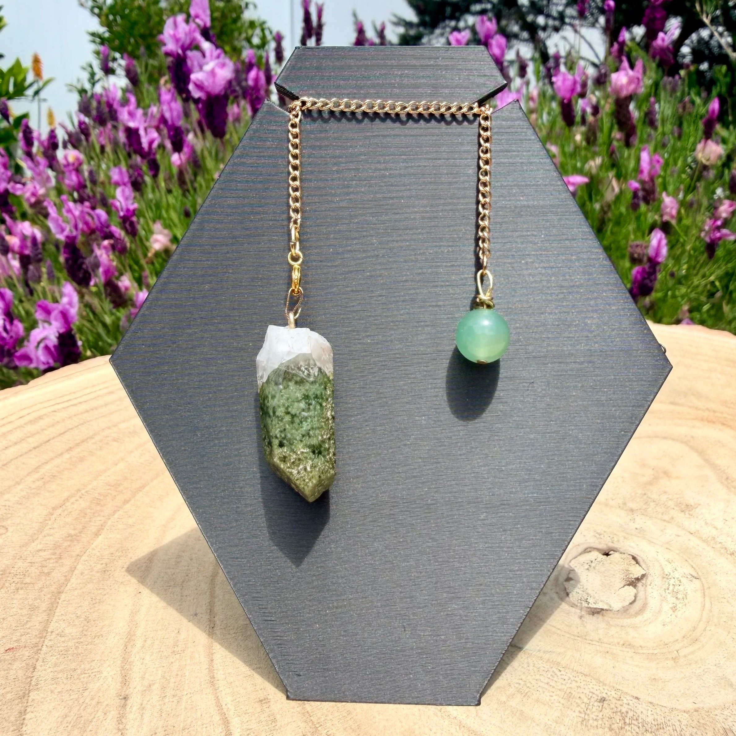 Handmade Pendulum & Pendant - Chlorite Quartz with Green Aventurine