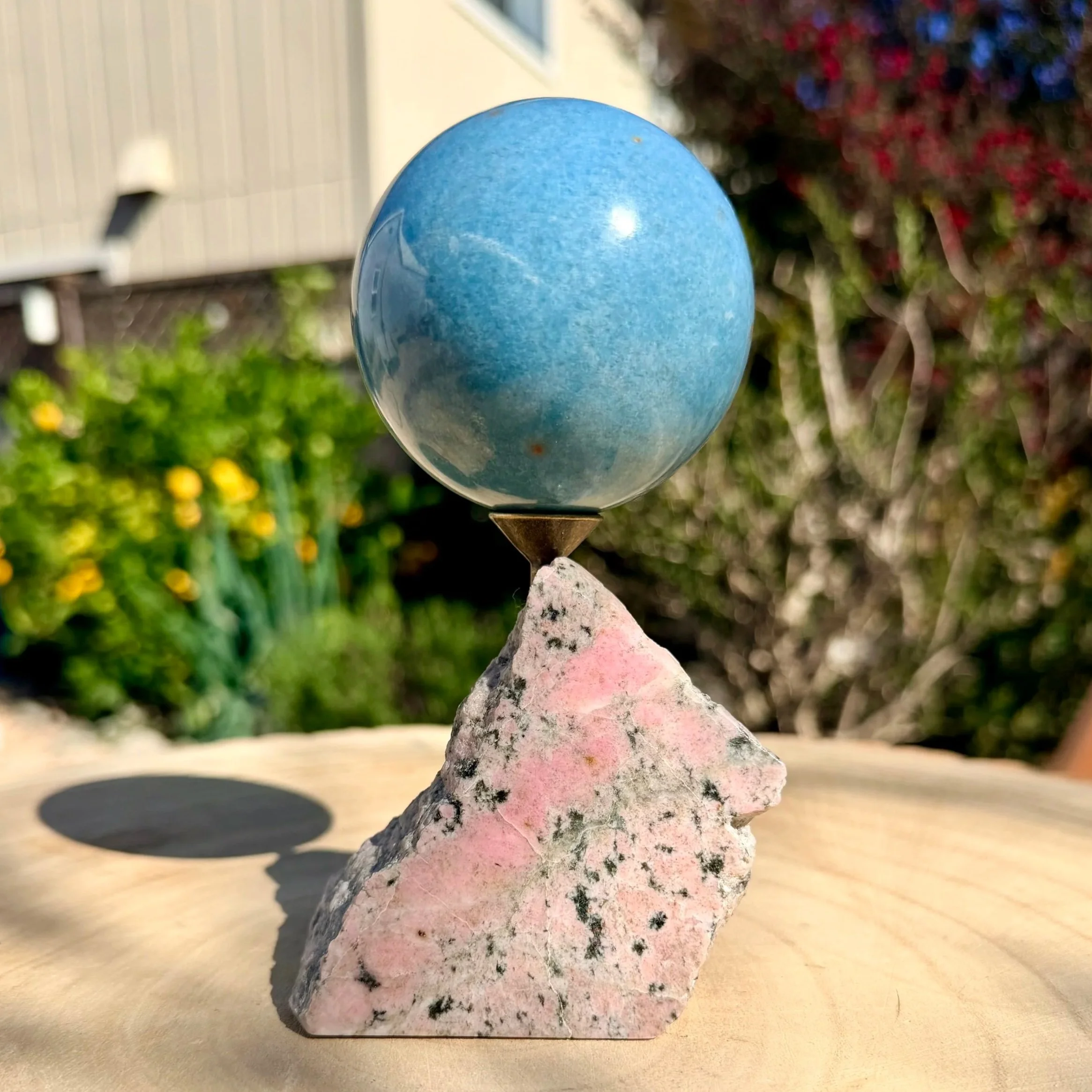 Rhodonite Sphere Stand - Handmade