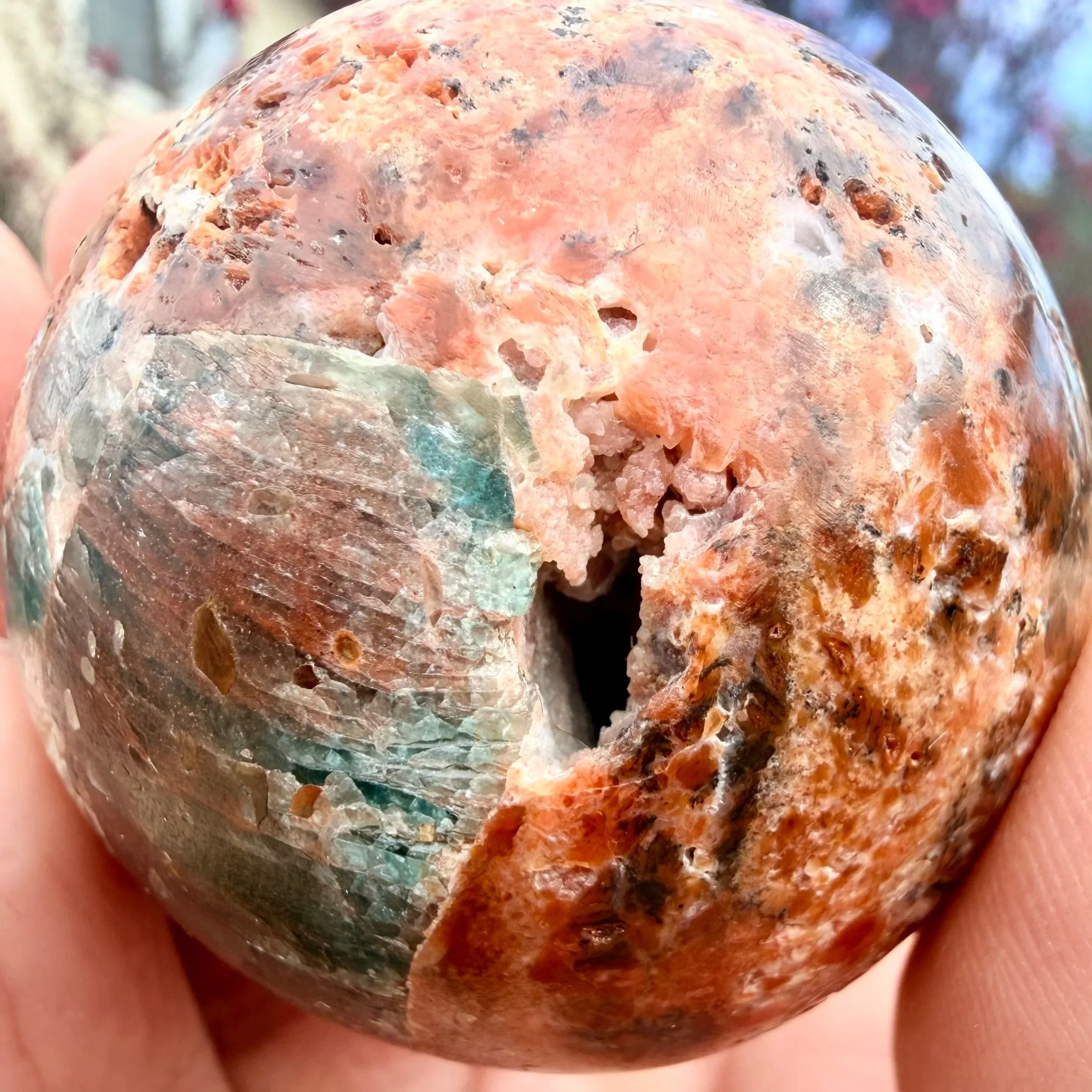 Apatite With Feldspar & Orange Calcite