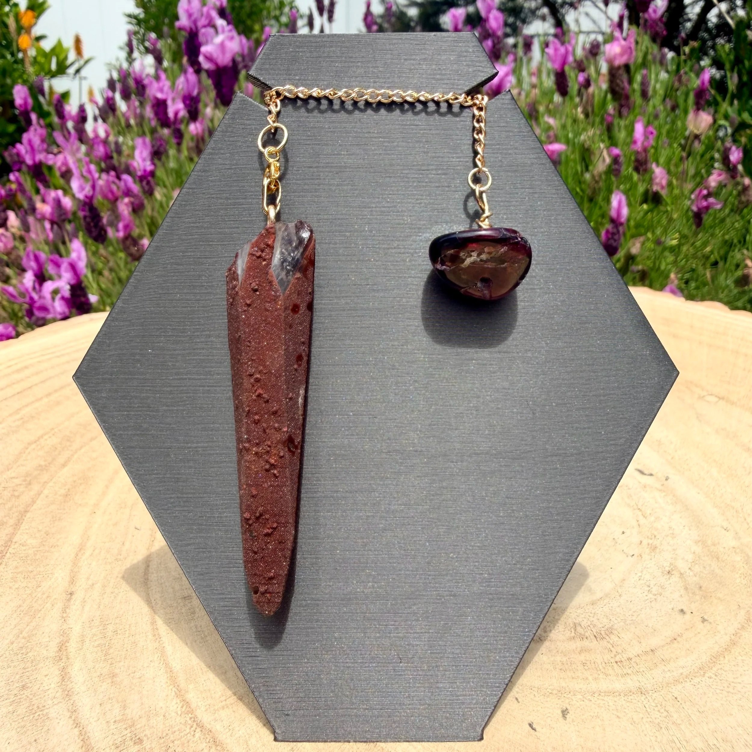 Handmade Pendulum & Pendant - Fire Quartz with Garnet