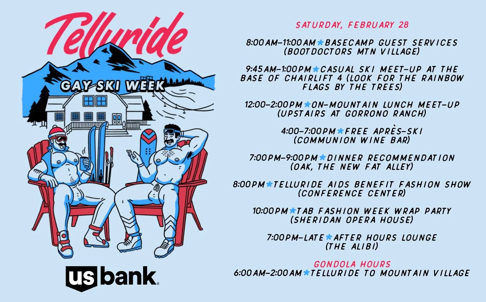 Telluride Gay Ski Week - Today's Schedule