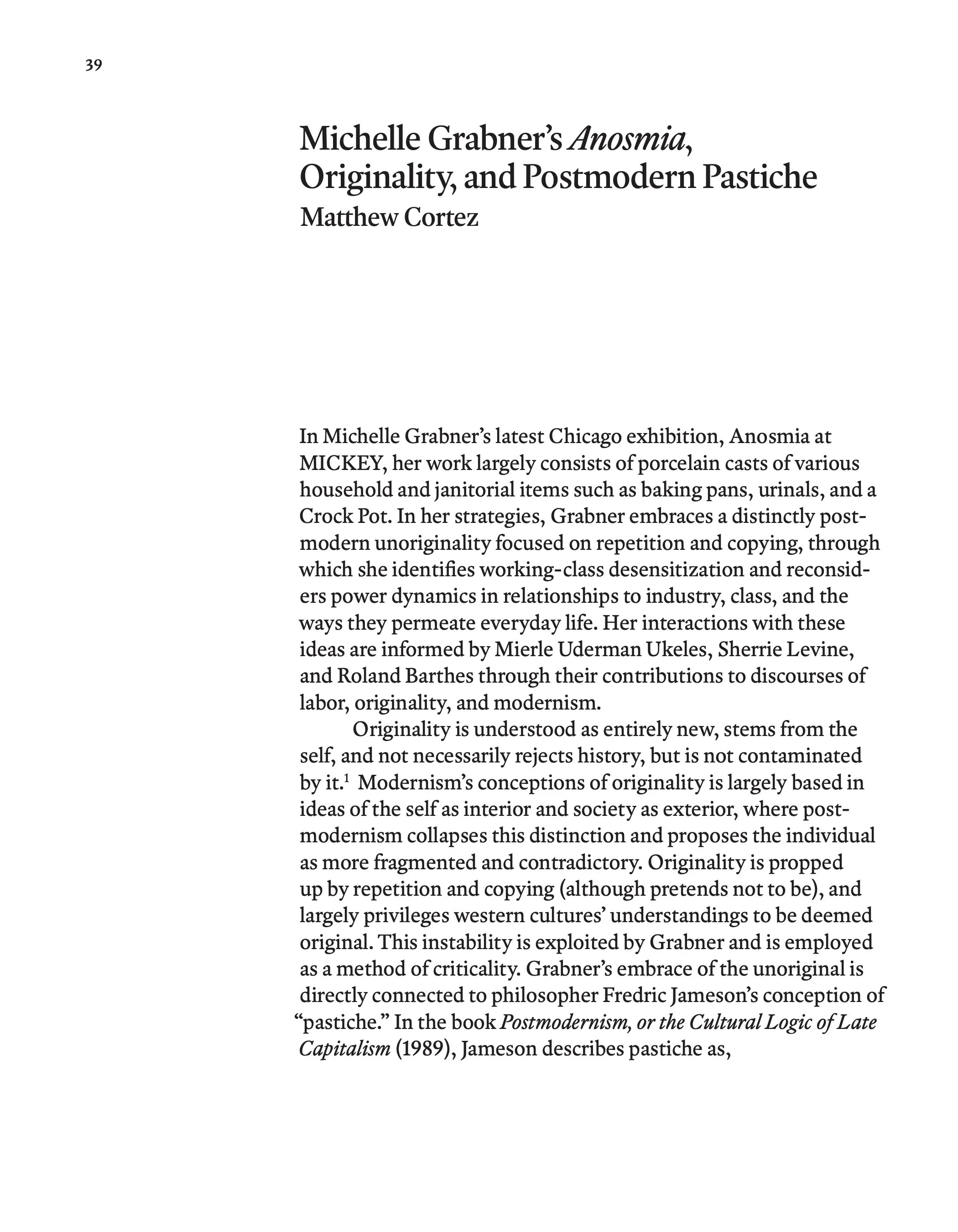 Matthew Cortez_Michelle Grabner’s Anosmia, Originality, and Postmodern Pastiche_CJVA #1_Page 1.jpg
