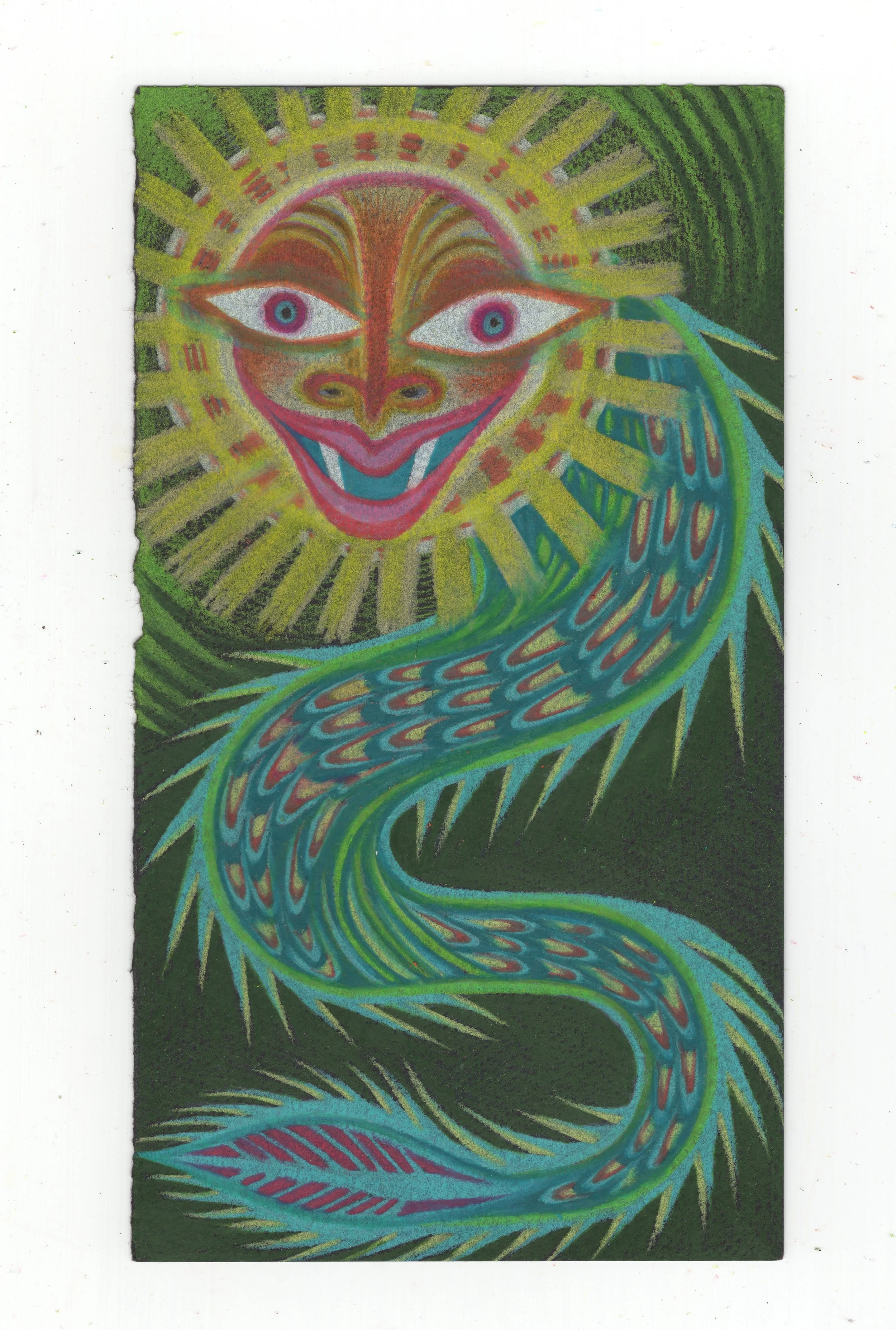 Sun Dragon - Colored pencil on black paper (8.5 x 5 inches) 2025