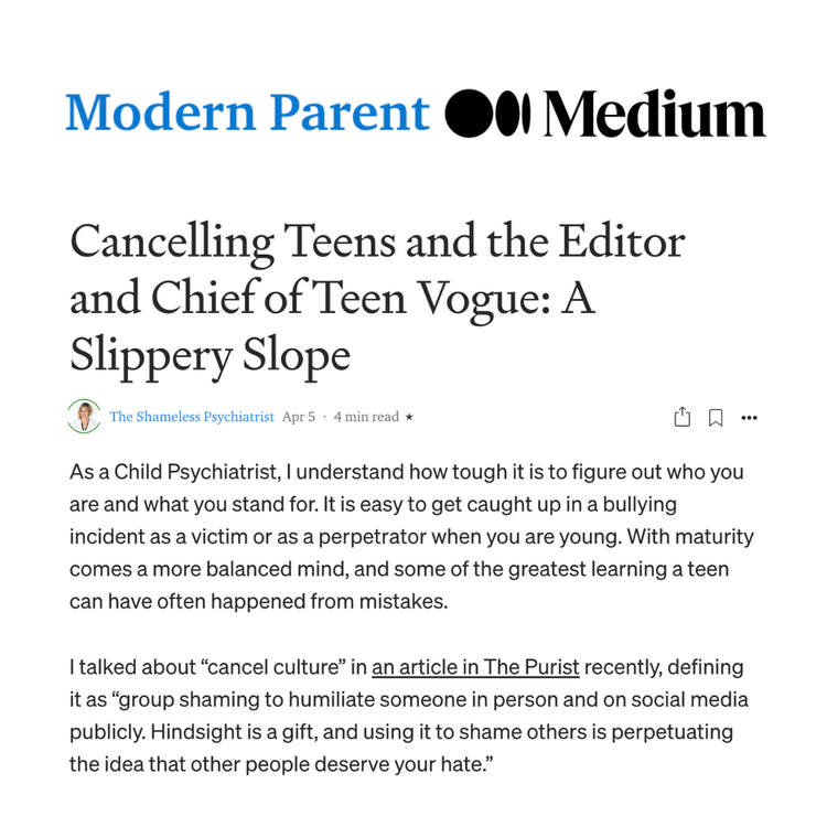 Cancelling Teens and the Editor and Chief of Teen Vogue: A Slippery Slope
