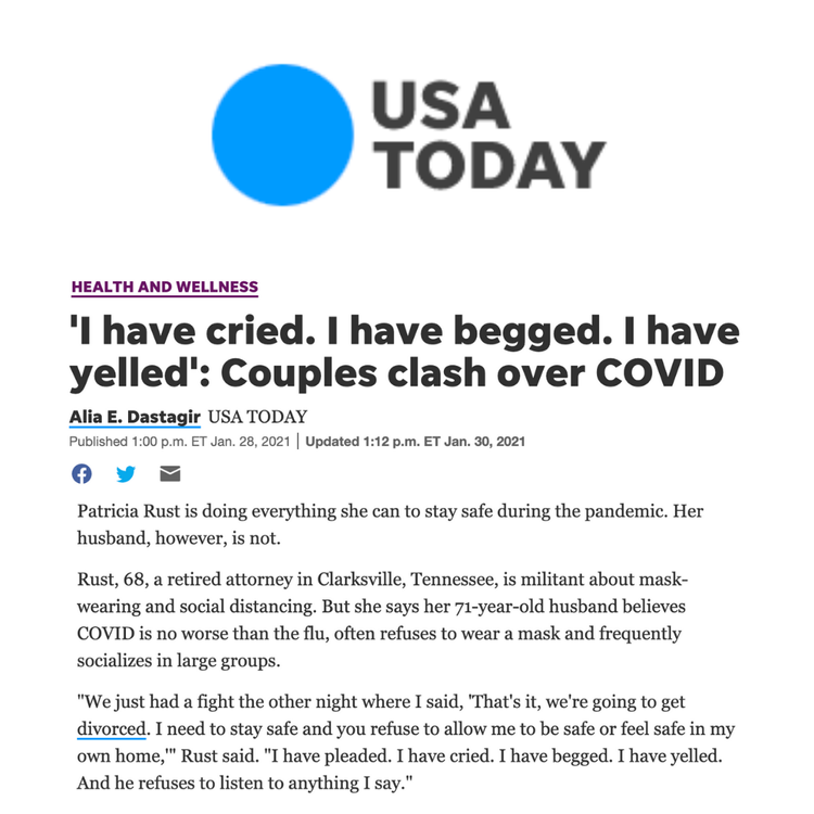 I have cried. I have begged. I have yelled: Couples clash over COVID