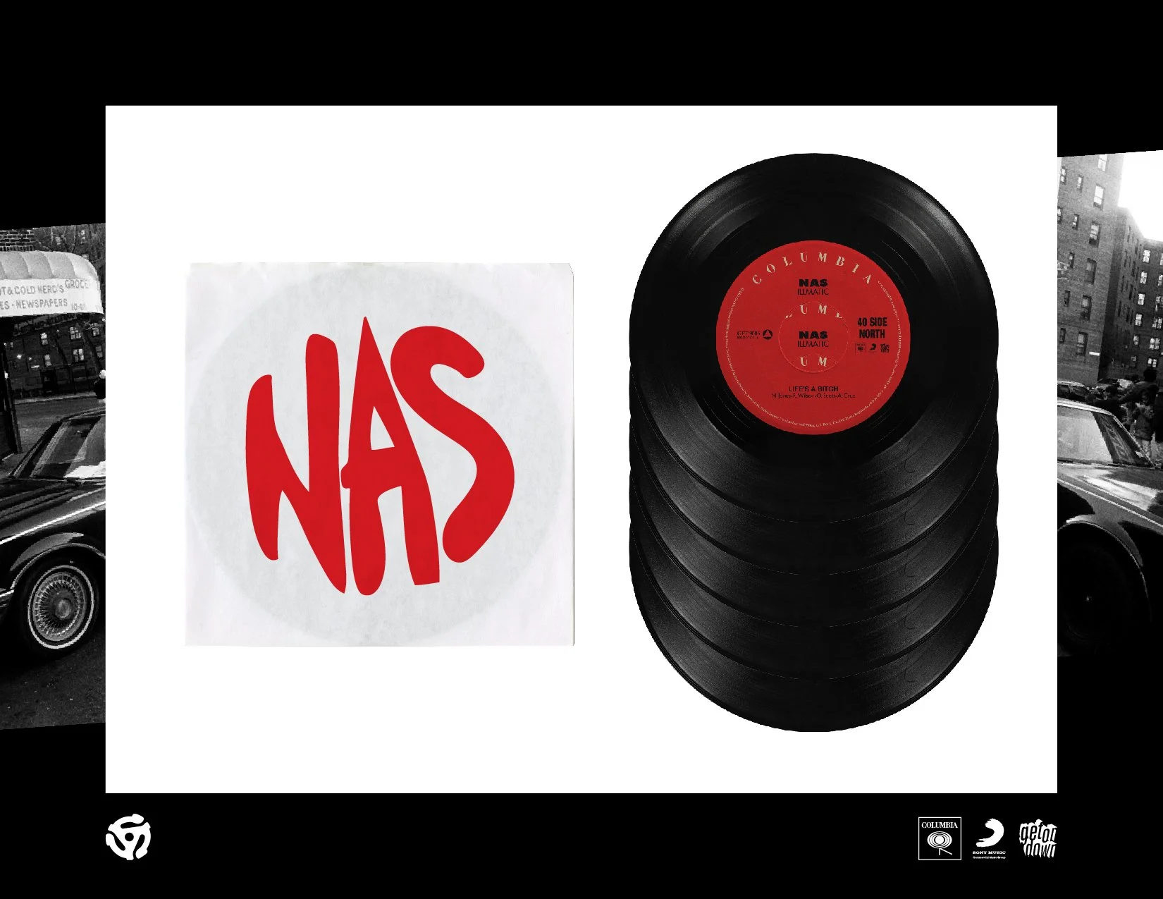 The 7" Records will be pressed with a big hole as demanded by DJs and enthusiast of the "donut" format. Each record will be protected by custom inner sleeves.