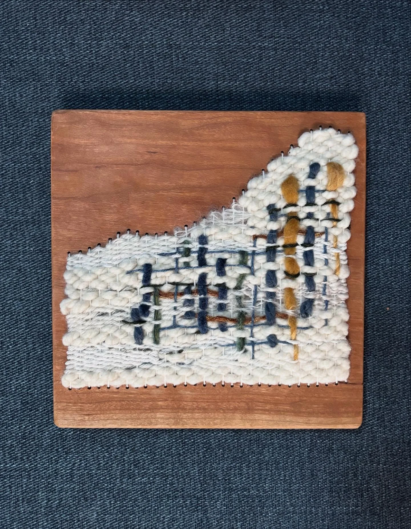 these weavings are a layered process using cotton, wool, &amp; silk. they are woven directly on to white oak or cherry. if you&rsquo;ve been around here for a little while, you know my love for texture &amp; adding layers to these pieces makes me hap