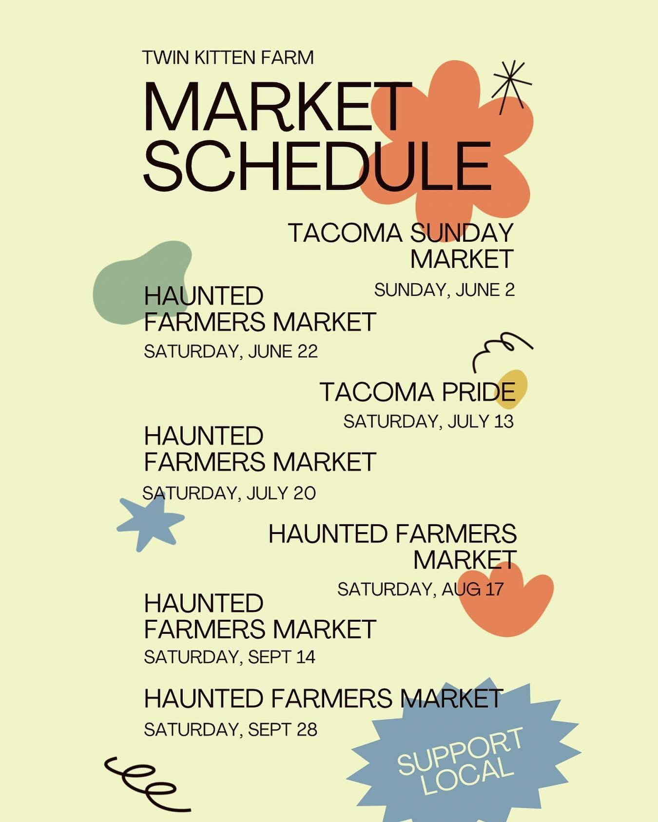 TBH this might be overcommitting myself but I want to get y&rsquo;all some locally grown flowers this summer! As many as possible! So here&rsquo;s the start of my summer market schedule and I&rsquo;m super excited to be sharing bouquets with everyone