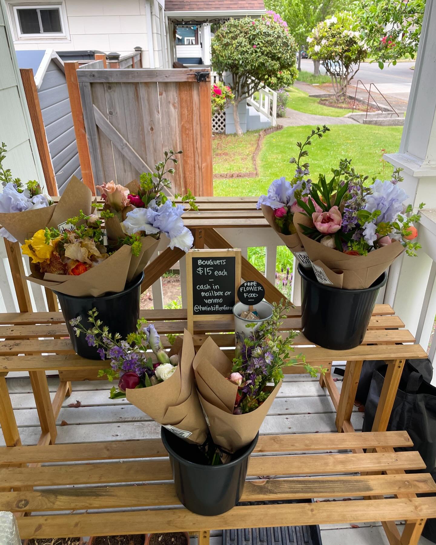 Porch is stocked with some fresh bouquets - $15 each. Cash or Venmo. It&rsquo;s self serve honor system! There will NOT be a restock this weekend so grab one while you can! 

4516 S G St

I may have snuck the first few peonies of the season in there 