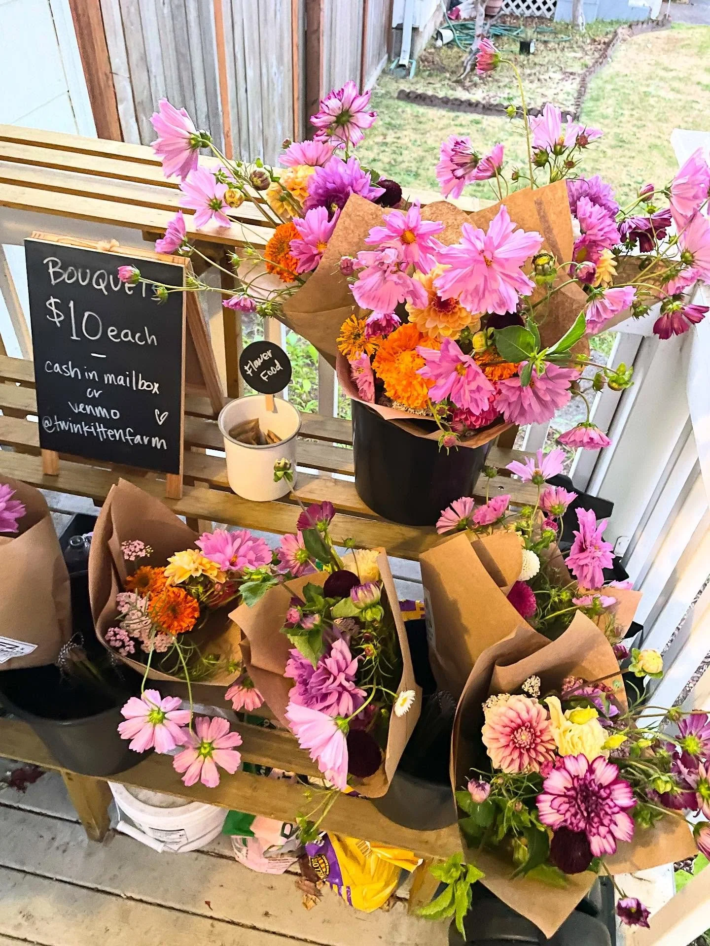 This season has kinda kicked my ass but found some blooms in the mess for ya. Porch is stocked with cutie $10 wraps. Self serve. Cash or Venmo. 4516 S G St. 
.
.
.
.
.
#twinkittenfarm #queerflowers #tacomaflowers #slowflowers #queerfarmers #flowerfar