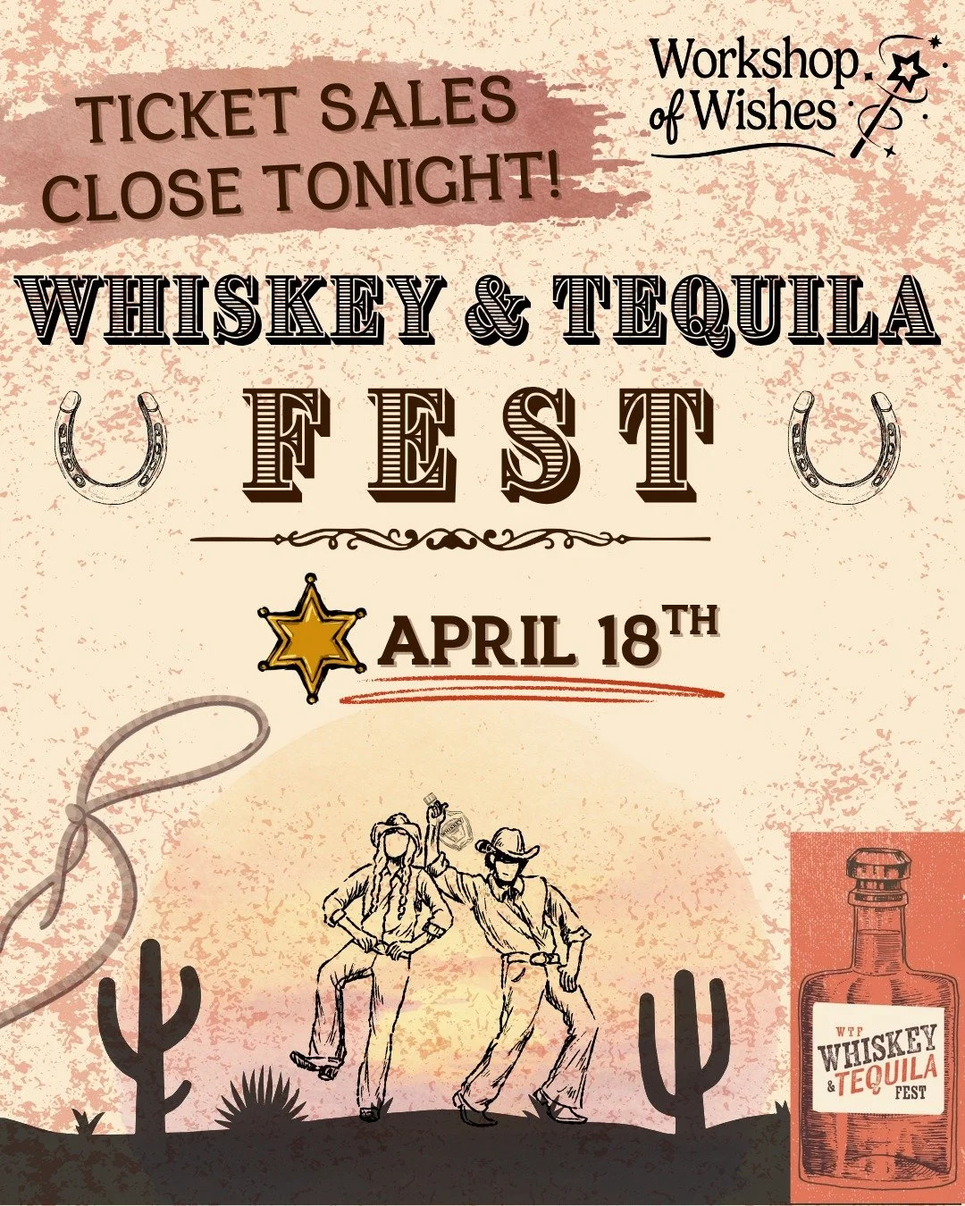 🚨 Last Call 🚨

🎟️ Ticket sales to Whiskey &amp; Tequila Fest end TONIGHT at 10pm 
Be sure to secure your ticket before sales end! 🤠

We're looking forward to seeing everyone there for an afternoon filled with top-tier whiskey and tequila, a massi