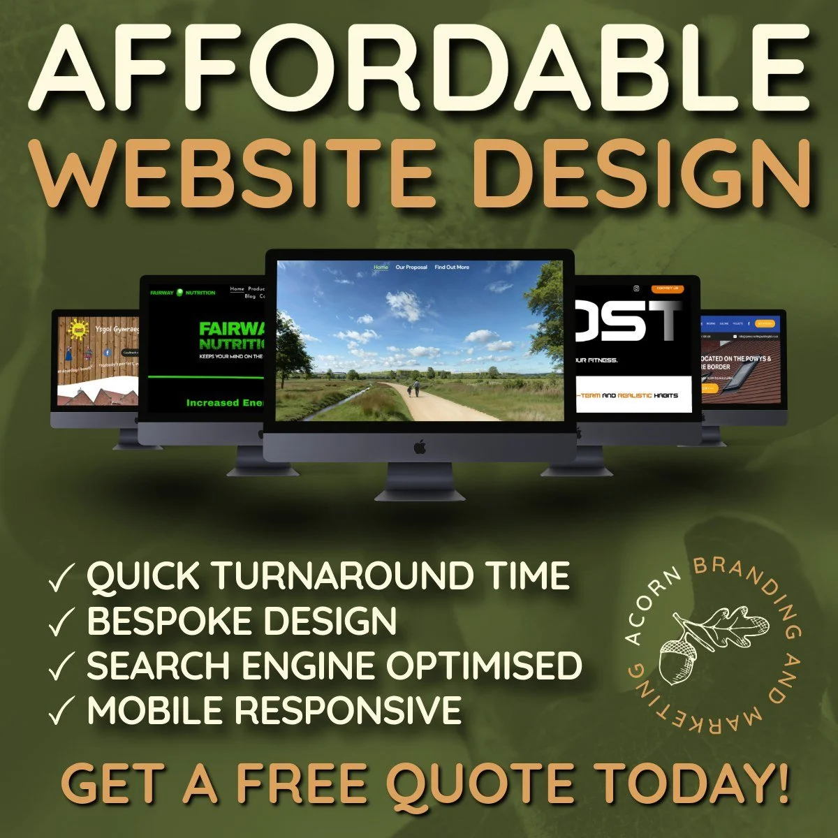 If you're looking for affordable web design, then we are the right digital partner for you! 💻 

Trusted by a number of businesses across a range of UK industries!

View our portfolio - www.acornbrandingandmarketing.co.uk/portfolio

Contact us on 073