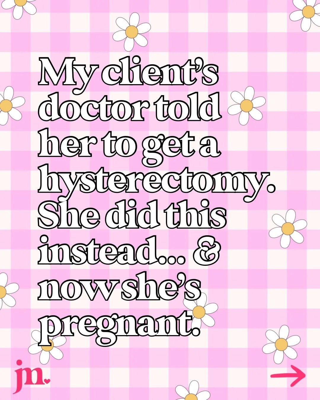 Her doctor told her to &ldquo;make peace&rdquo; with never having kids and consider a hysterectomy. 💔

After years of infertility, failed IUIs, failed embryo transfers, stage 4 endometriosis, PCOS, and chronic inflammation&hellip; she refused to bel