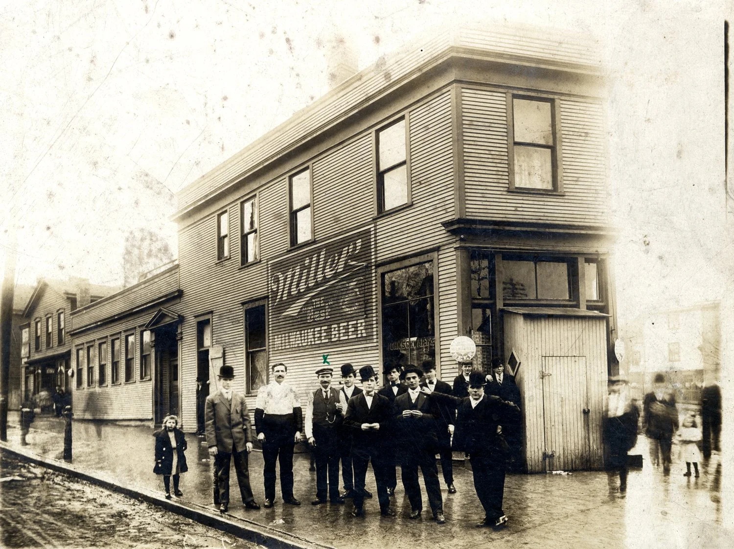 John Schwartz Saloon on the corner of today’s East Kane Place and North Pulaski Street.