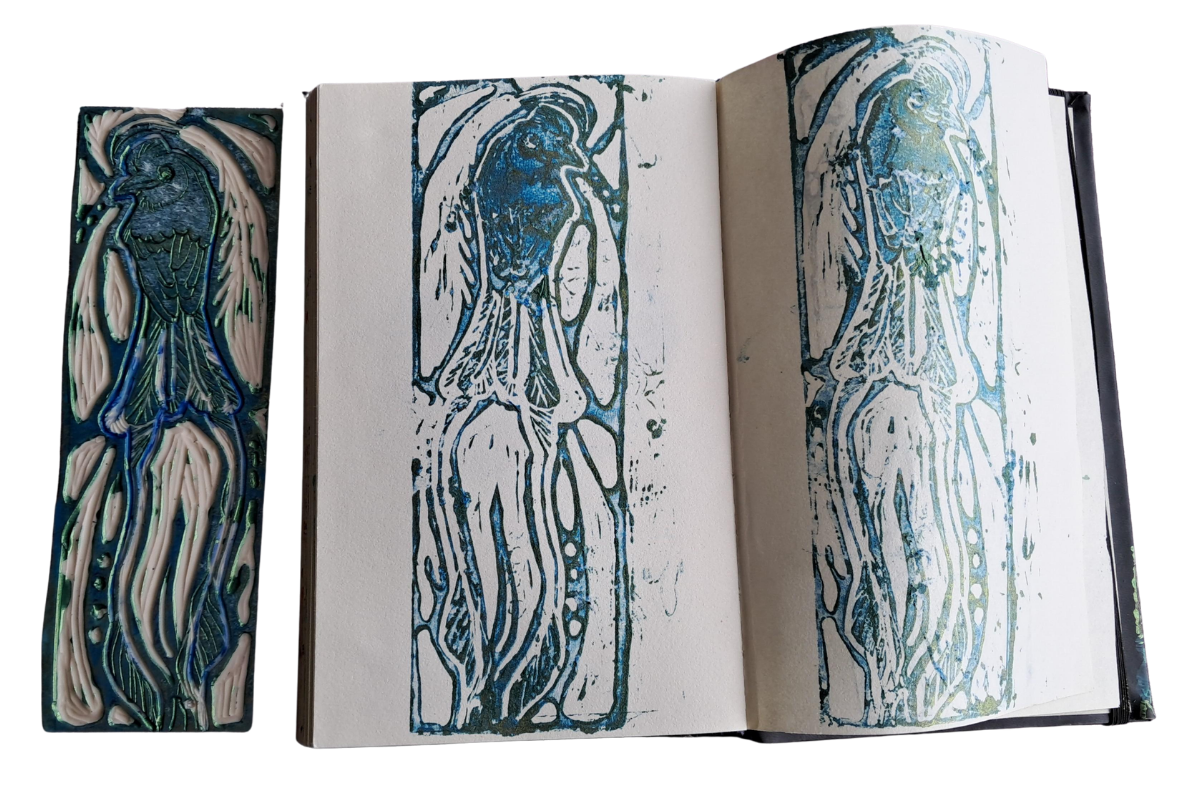 Jade Hardy - Kingfisher - 2025 - Lino print - 15 × 23 cm - $300