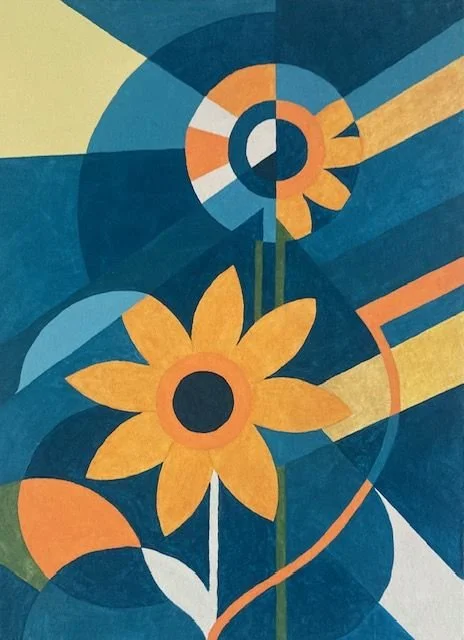 Viktoria Naboka - Delaunay’s Sunflowers - Acrylic on pinex (upcycled) - 720 × 1000 mm - $950