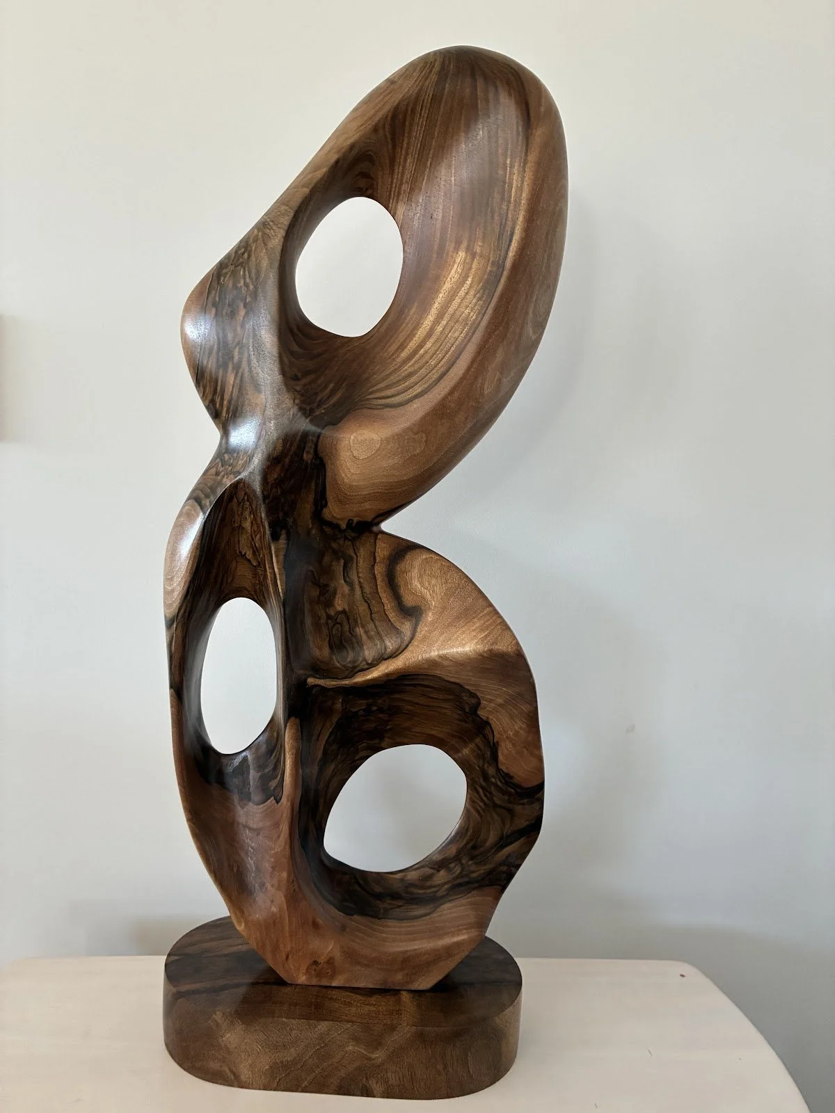 Murray Sheppard - "Resurrected" - Walnut wood on walnut base - 75cm x 30cm x 15cm deep. Requires plinth - $900