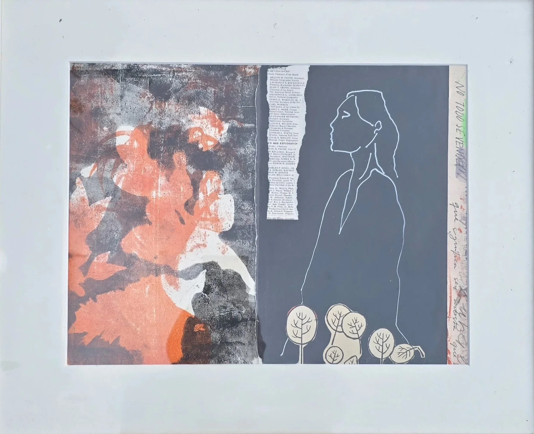 Lucca Rodriguez - "Live and let live" - Collage ,acrilyc, gel plates, impression.   - 50 x 35 cm -  $375