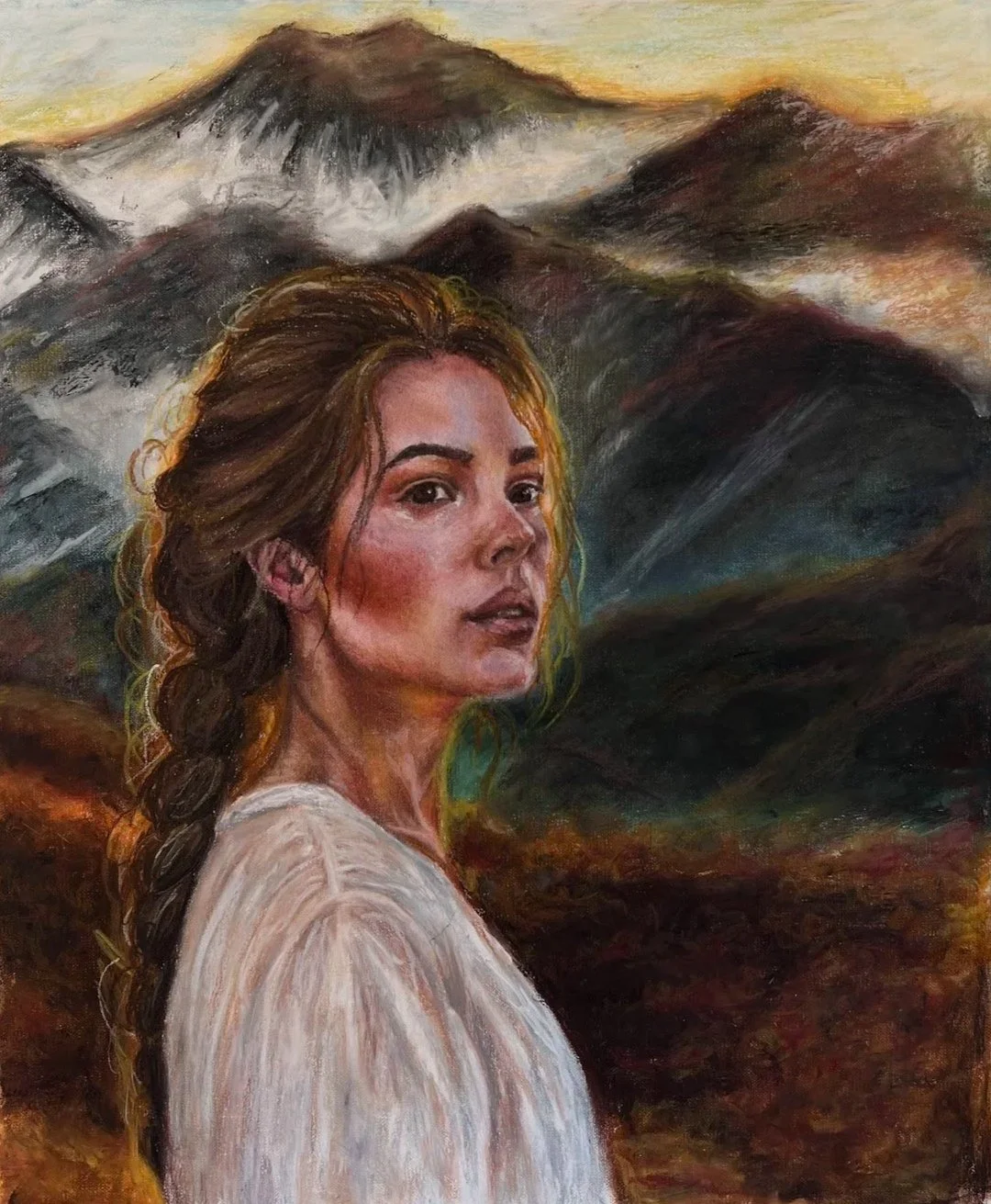 Trinity Peirson-Harrop - "Golden Hour Memory " - Oil pastel on canvas - 60cm x 50cm - $450
