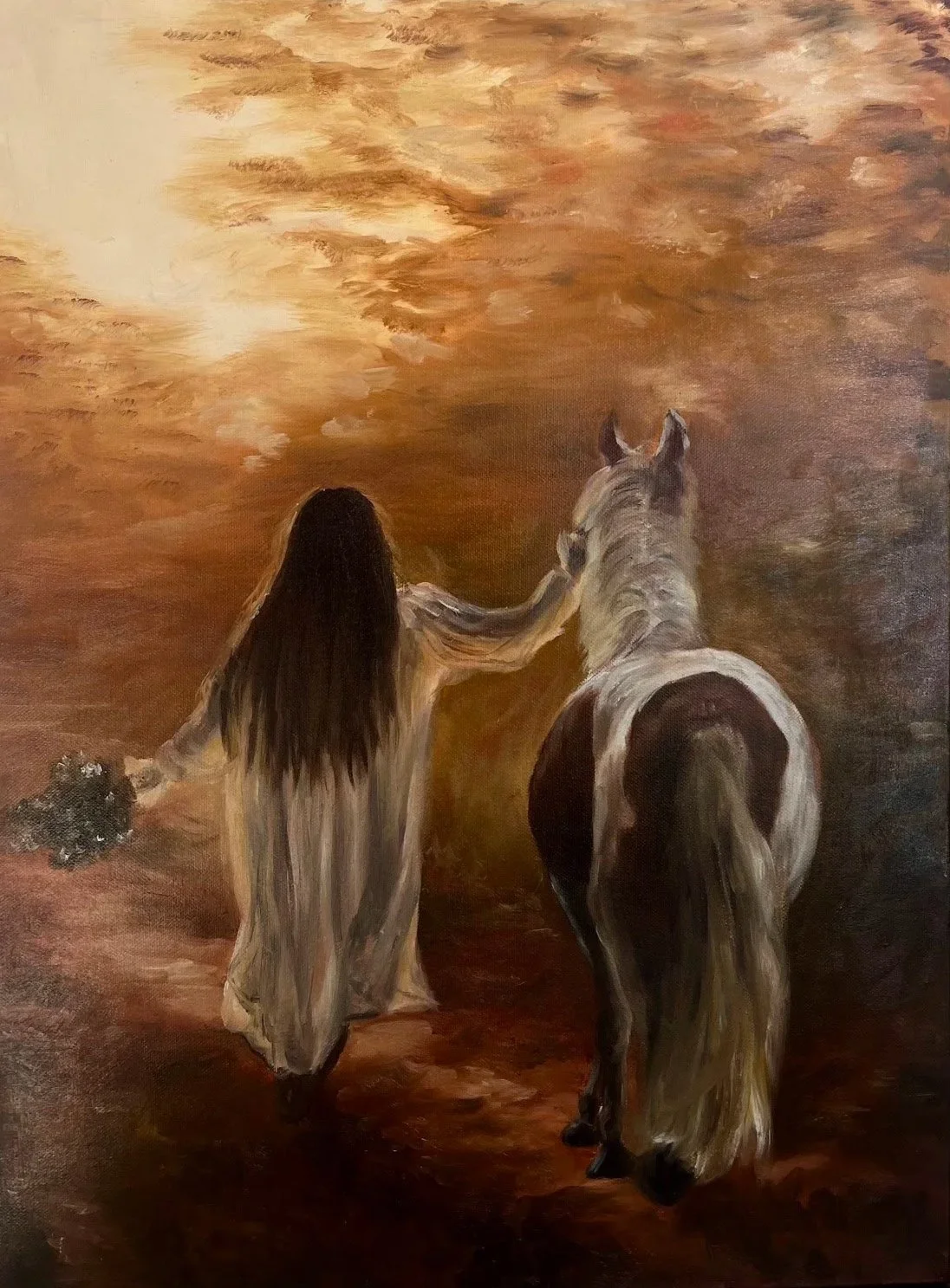 Trinity Peirson-Harrop - "Lead me through the mountain" - Oil pastel on canvas - 60cm x 18cm - $250