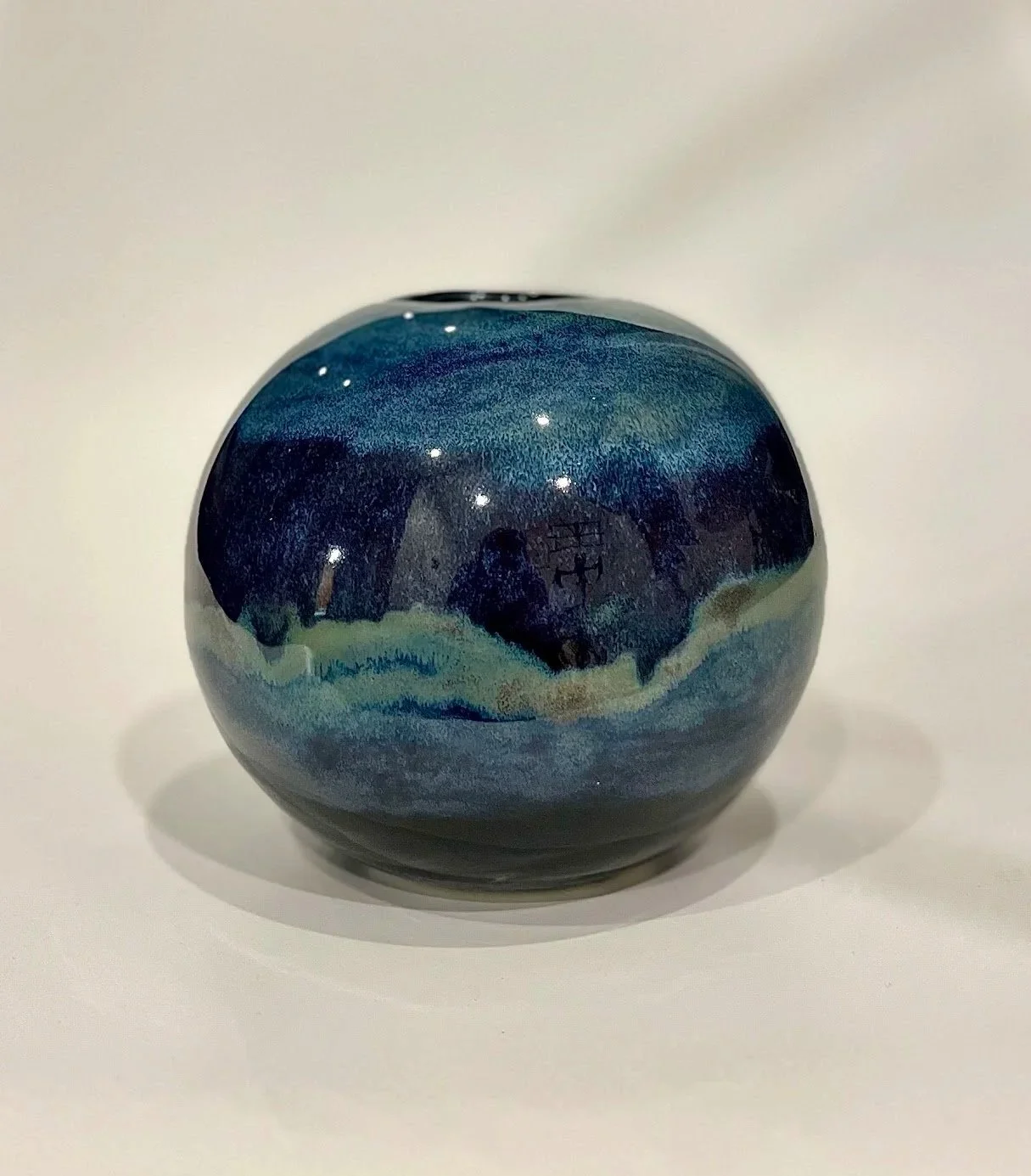 Bev Bradford- "Shifting Horizons" - Ceramic vase with mid fire glaze  - 12cm x 12cm  - $250