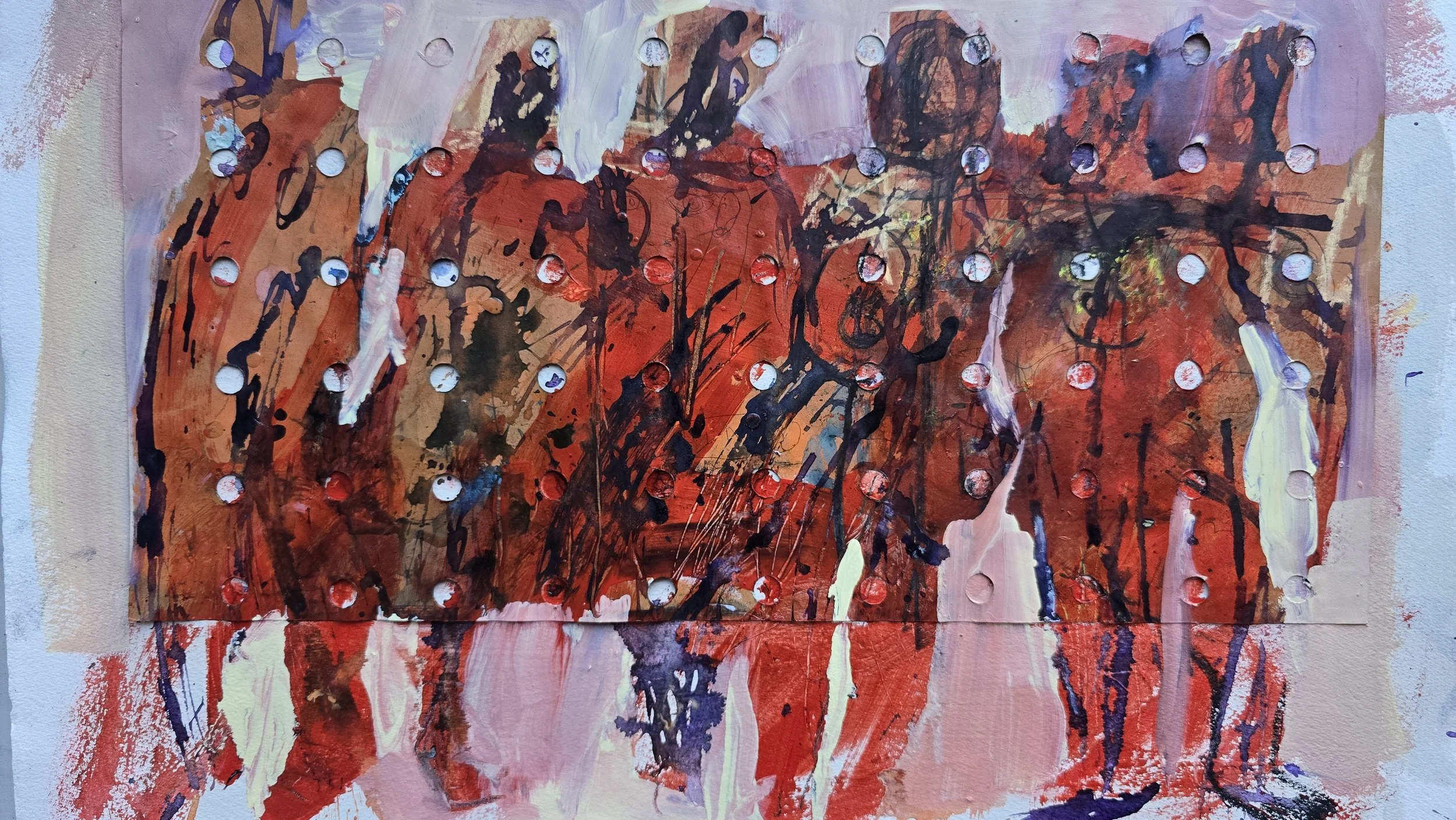 Lucca Rodriguez - "Immigrants" - Mix of Collages, Acrylic, Ink on Paper - 50 x 45cm - $600