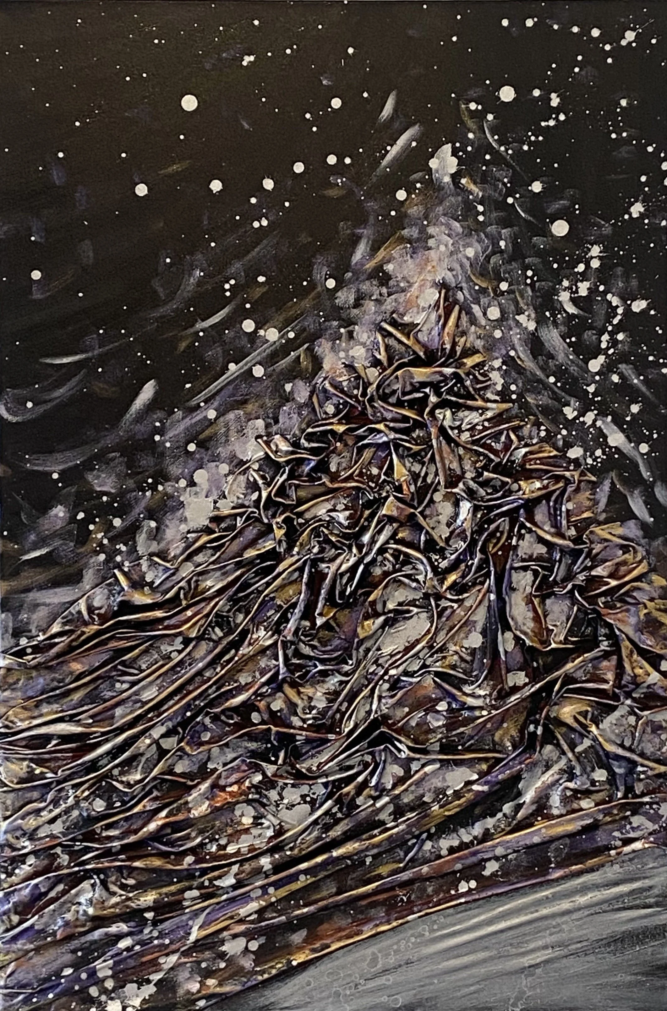 Karina Fay - "Reaching the Peak" - Acrylic & Material on Canvas - 60 x 90cm - $750