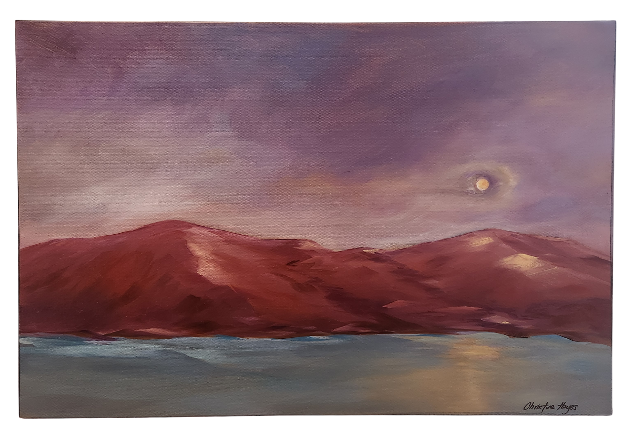 Christine Hayes - Whakaata o te marama – Reflections of the Moon - 2025 - Oil on canvas - 76.2 × 50.8 cm - $2750
