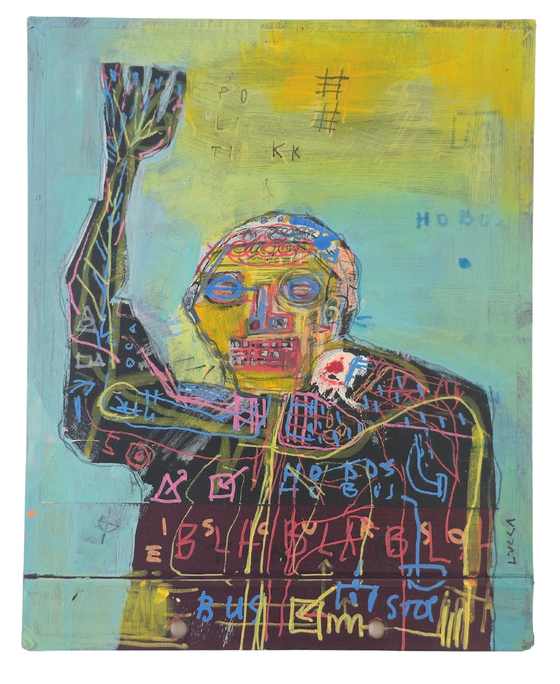 Lucca Rodriguez - ××× Unknown - 2025 - Acrylic/collage on paper, acrylic, ink, pens - 400 × 400 mm - $430