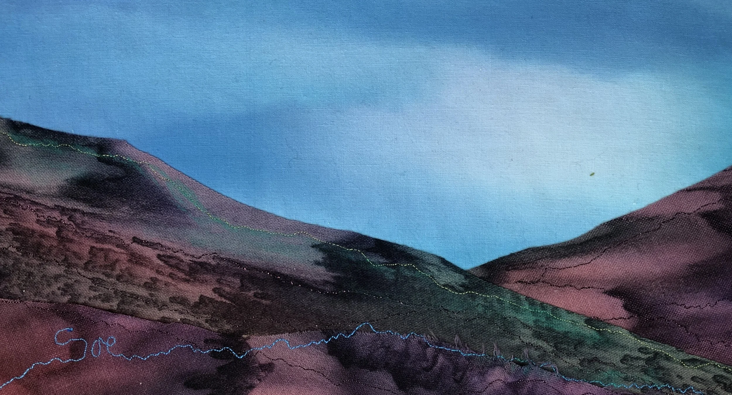Sue Wademan - "Lift up His name" - 	Textiles - 49cm x 36cm - $680