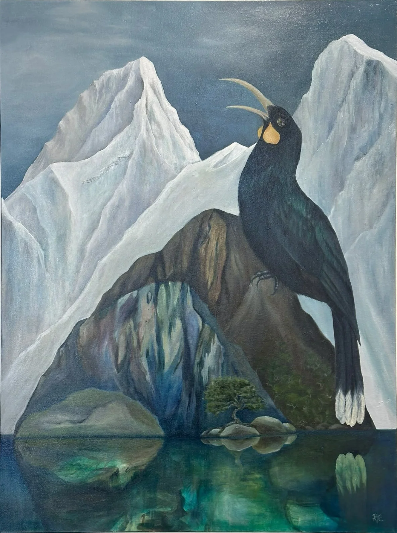 Raquel Carter - "Echoes of the Huia" - Oil on canvas  - 1125cm x 95cm  - $3800