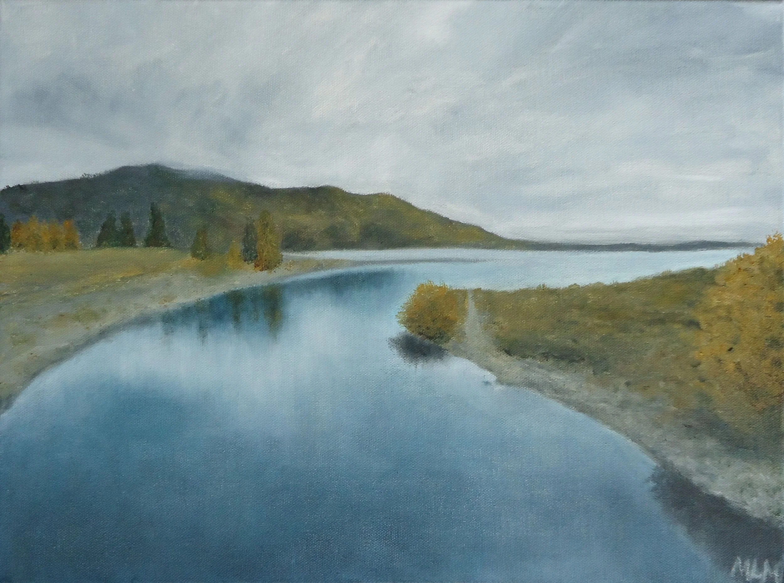 Maria Laura Muniz - "Tekapo, river to lake" - Oil paint  - 30x40 cm -  $550