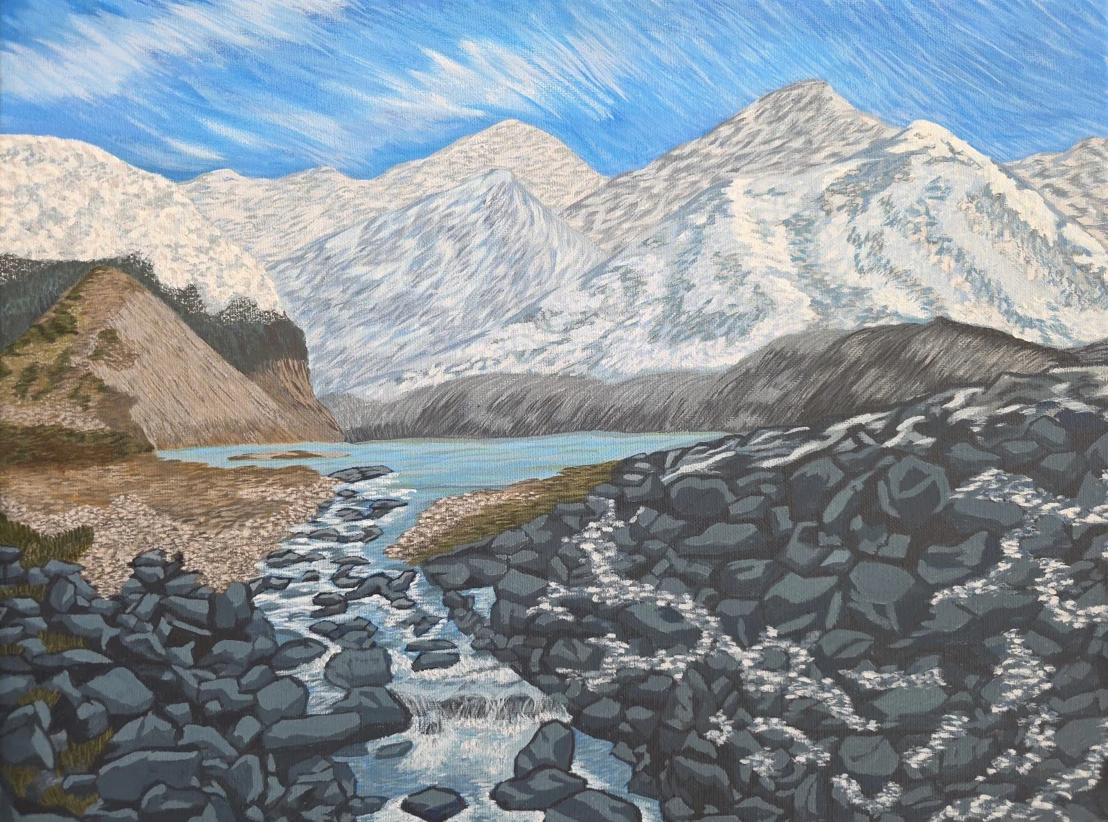 Amy Krasey - "A Walk Beneath the Peaks" - Acrylic Paint on Canvas- 45cm x 35cm - $800