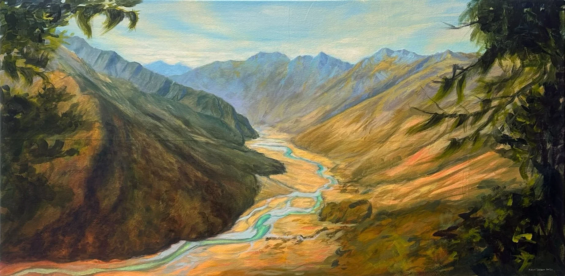 Kasia Hebda - "Matukituki Valley" - Acrylic on Belgian linen - 70cm x 140cm - $7500