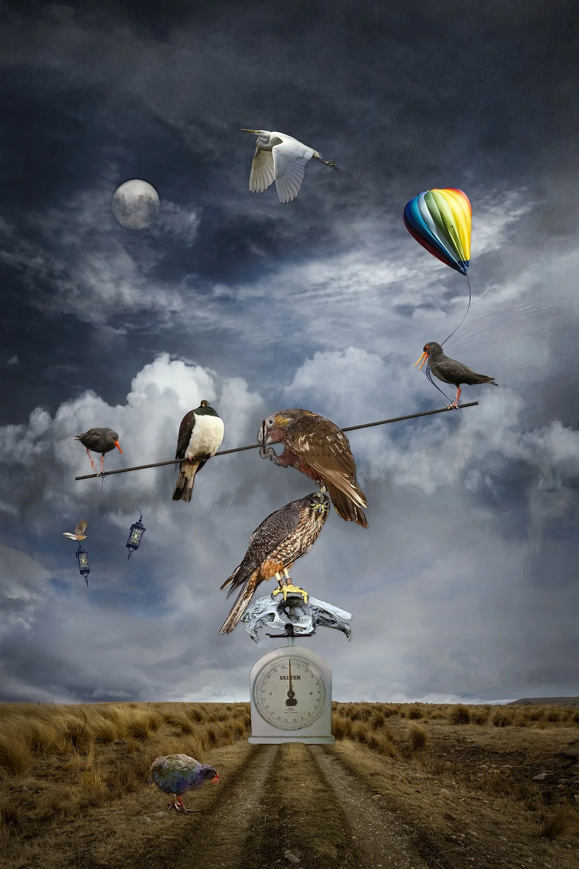 Susan Cleaver - Birds of our Island Nation: Balancing Act - 2025 - Photo composite - 61 × 91 cm - $1490