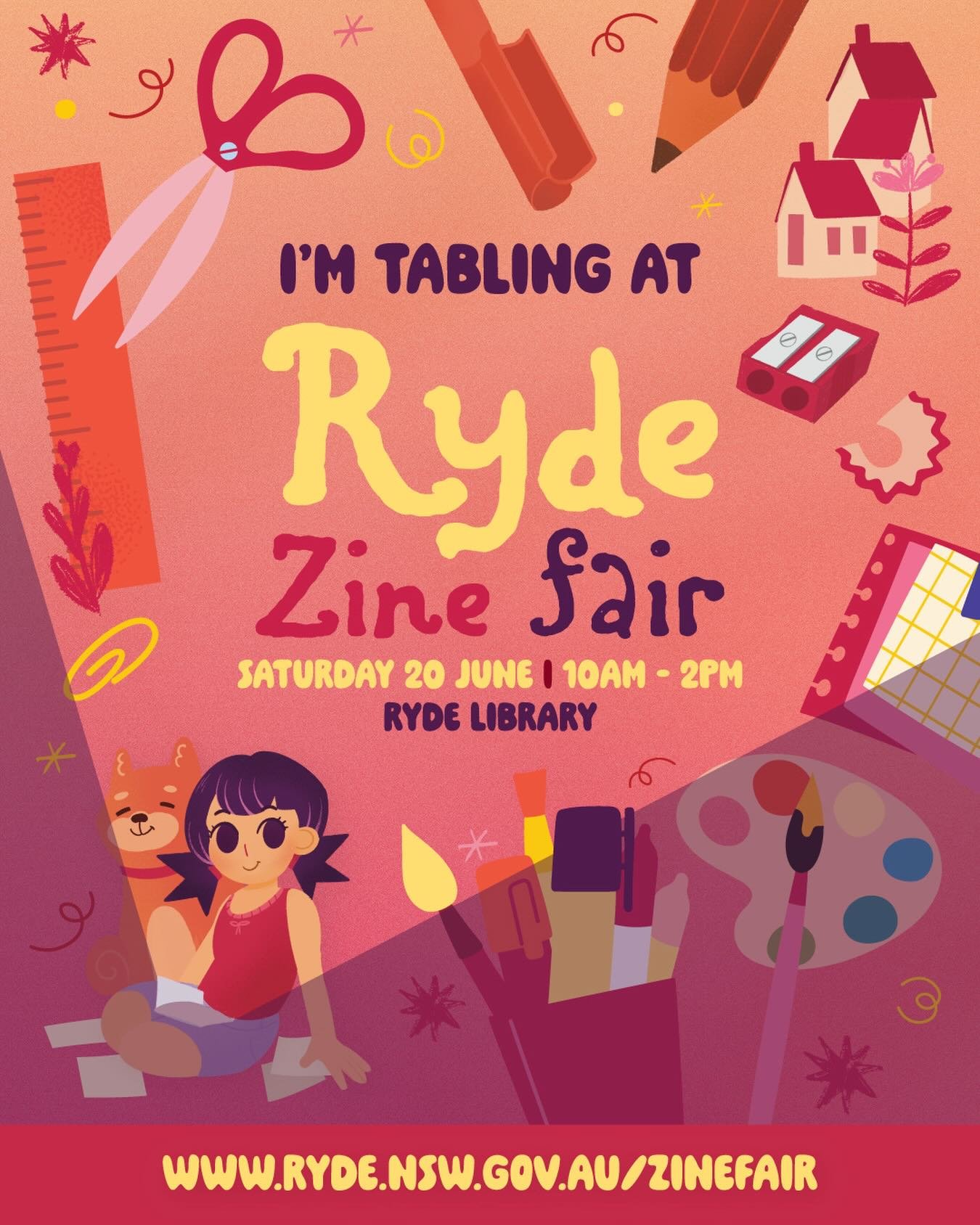 I&rsquo;m tabling at the Ryde Zine Fair on Saturday, 20th June 2026. 
Come along to Ryde Library at 10am - 2pm! I&rsquo;ll have some new zines to share with you all! @cityofrydelibraries @cityofryde